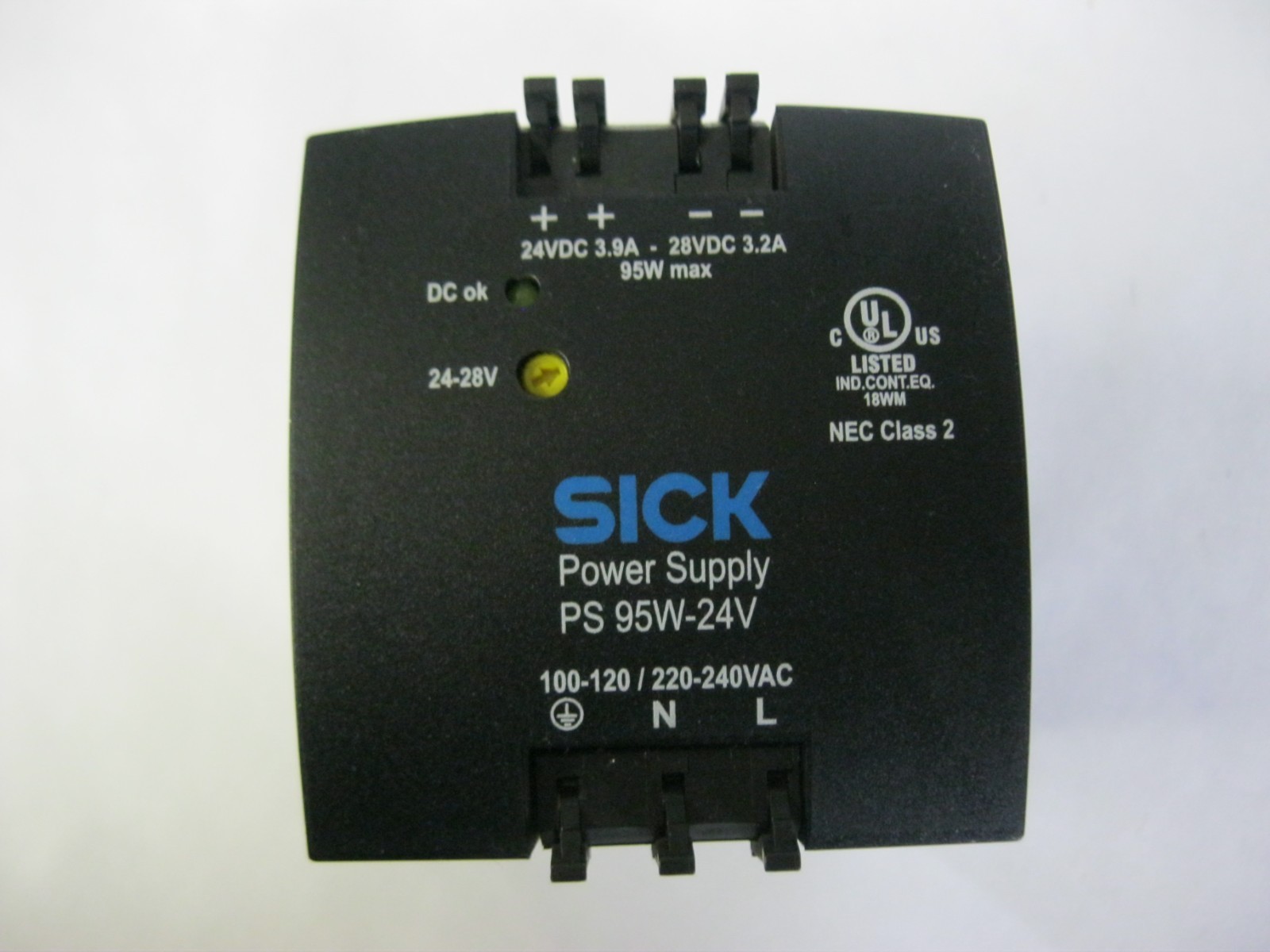 SICK PS 95W-24V 95 Watt POWER SUPPLY 7 028 790, 100-240 VAC input, 24-28 VDC out