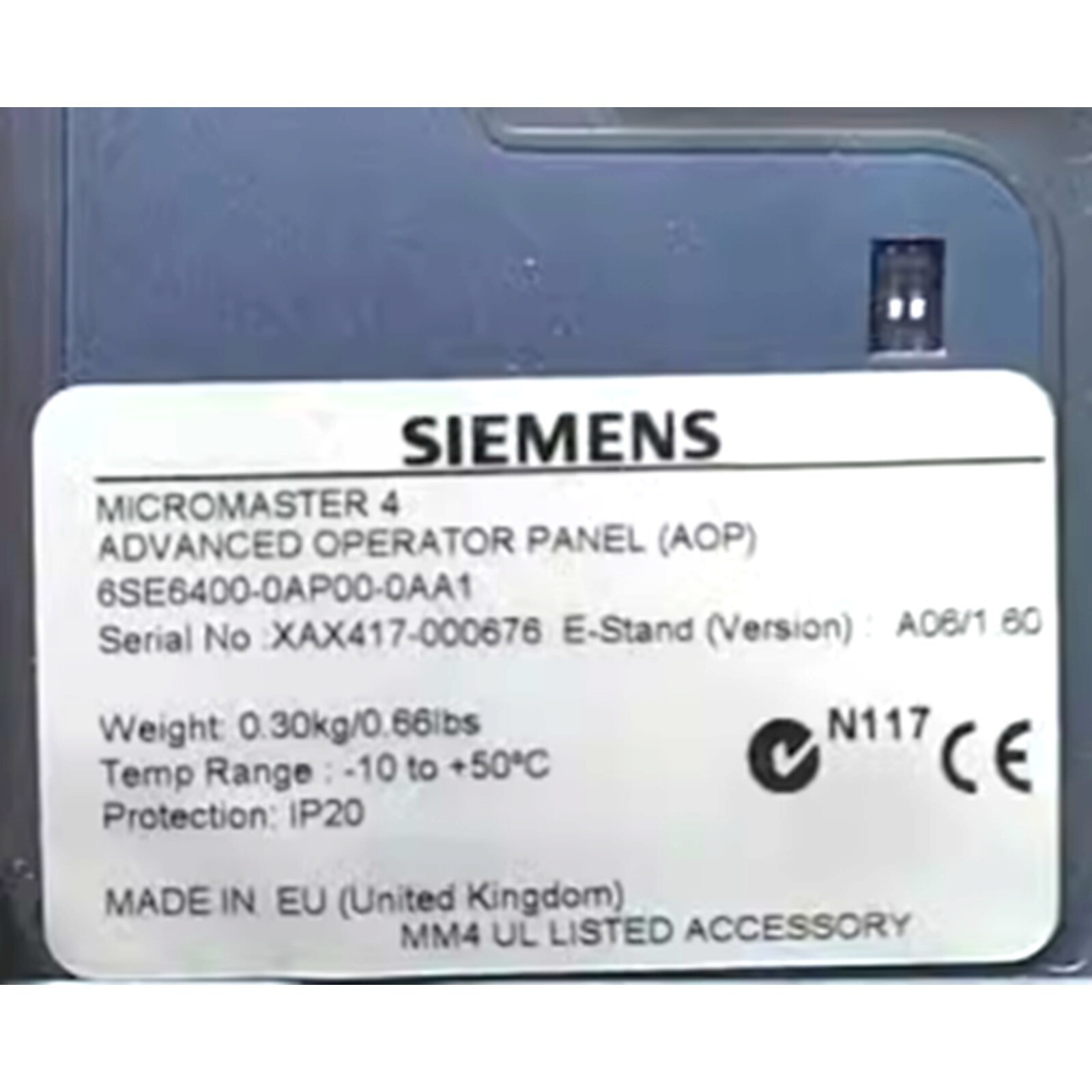 New Siemens 6SE6400-0AP00-0AA1 Advanced Operator Panel 6SE6 400-0AP00-0AA1