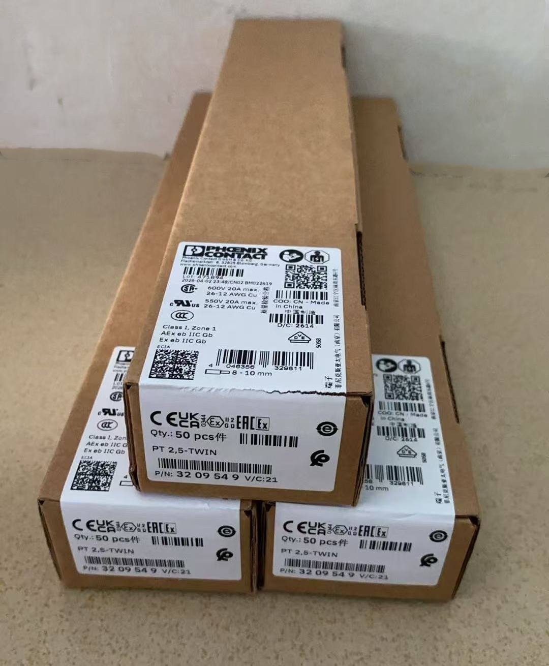 50PCS Phoenix Contact 3209549 straight through terminal block PT 2,5-TWIN #F