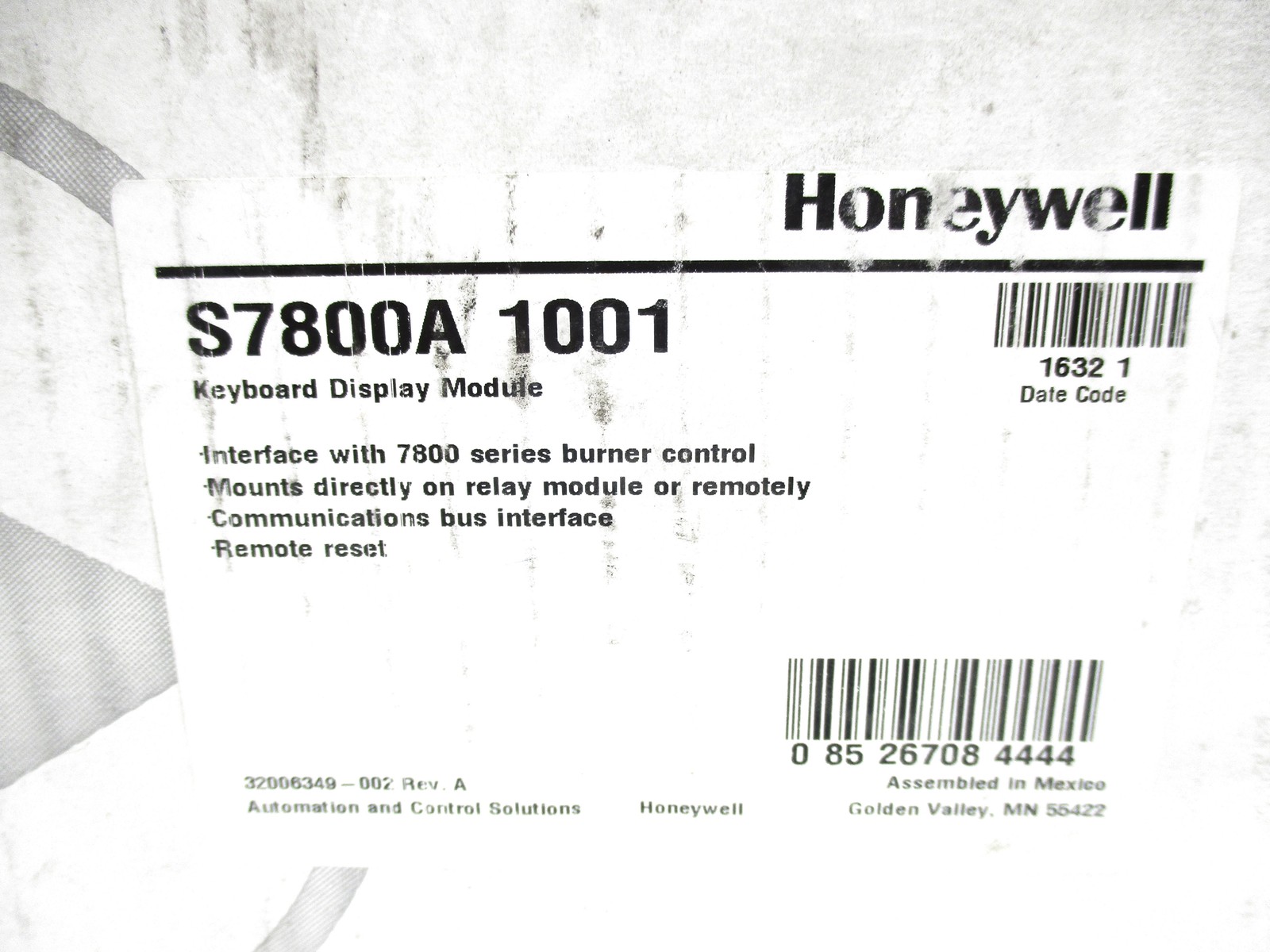 HONEYWELL S7800A 1001 REV. 2018 NSMP