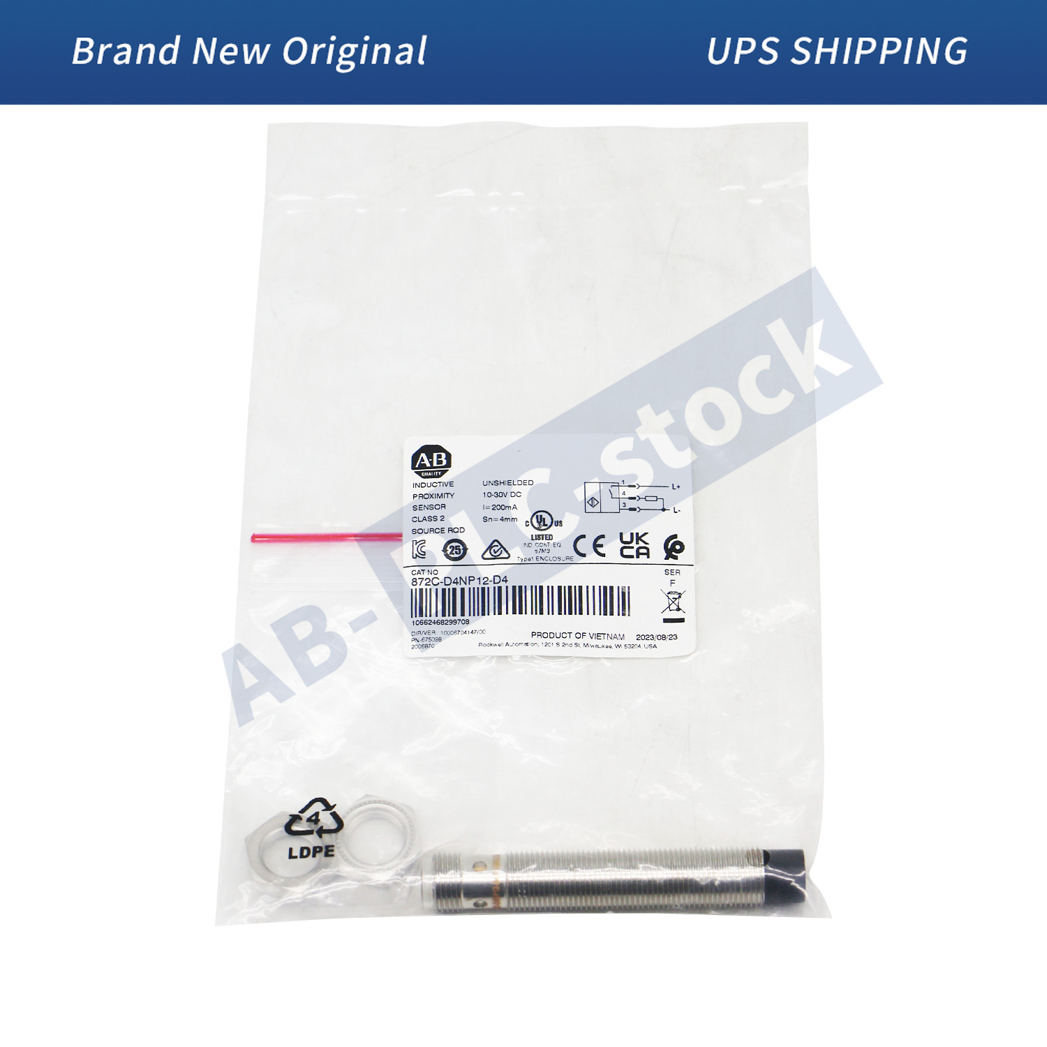872C-D4NP12-D4 Allen-Bradley 12 mm Barrel Inductive Prox Sensor