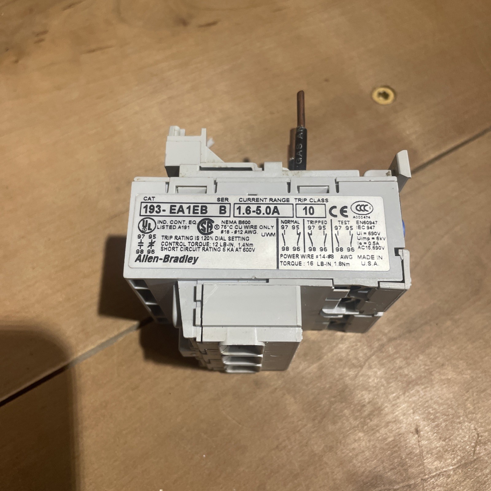 Allen Bradley 193-EA1EB Overload Relay 1.6-5a