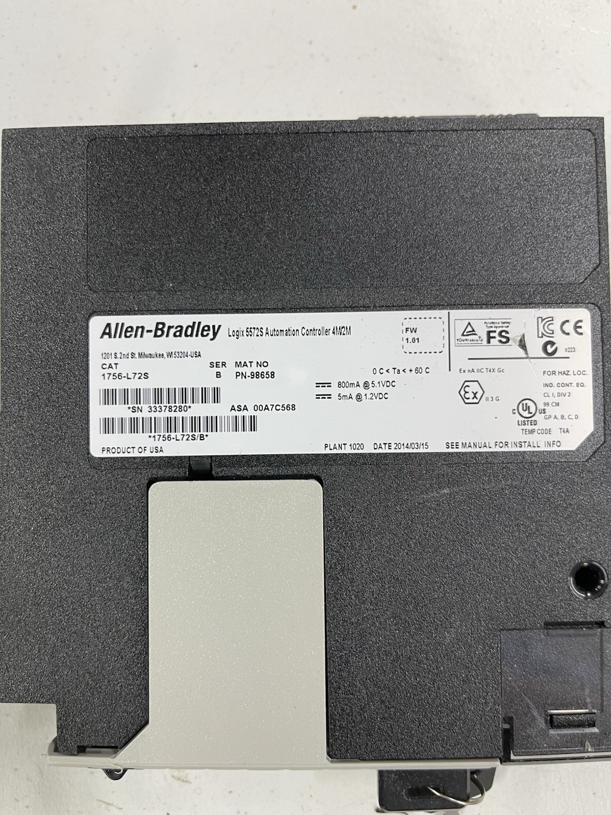 Allen Bradley Controllogix/Guardlogix PLC 1756-L72S And Safety Partner 1756-L7SP