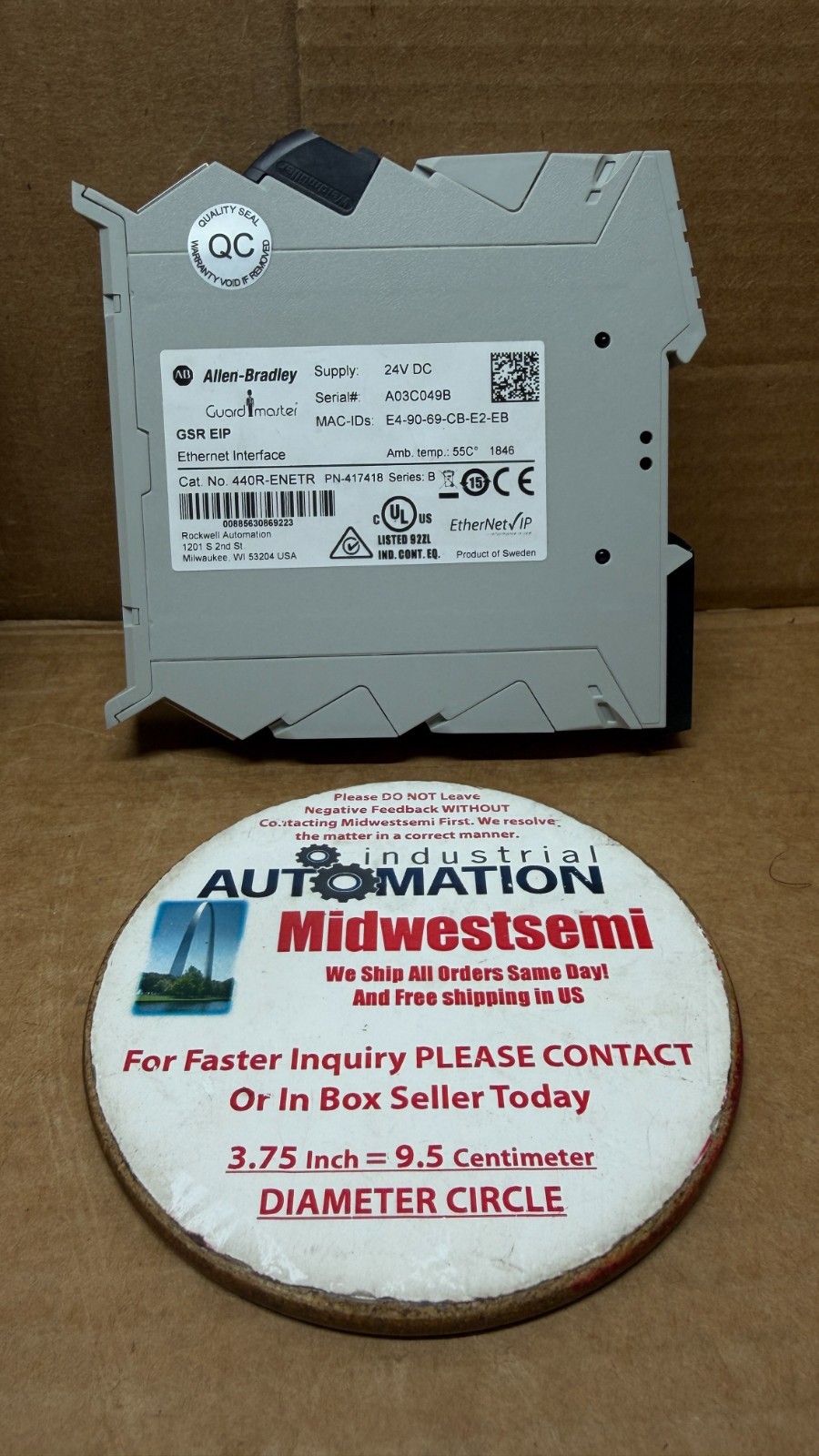 NEW AB 440R-ENETR SER B ETHERNET INTERFACE 24VDC S/N: A03C049B SHIPS SAME DAY