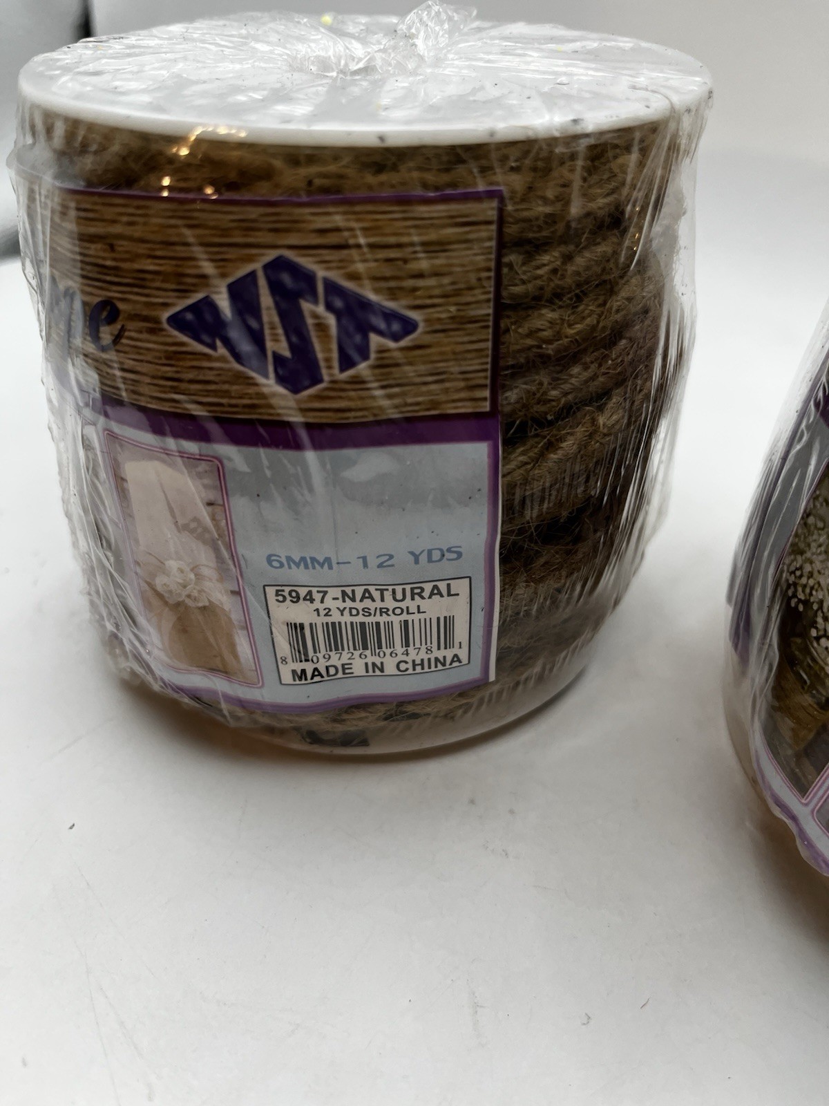 2 Rolls Of BURLAP ROPE-6MM 12 yards Each Roll 5947 Natural