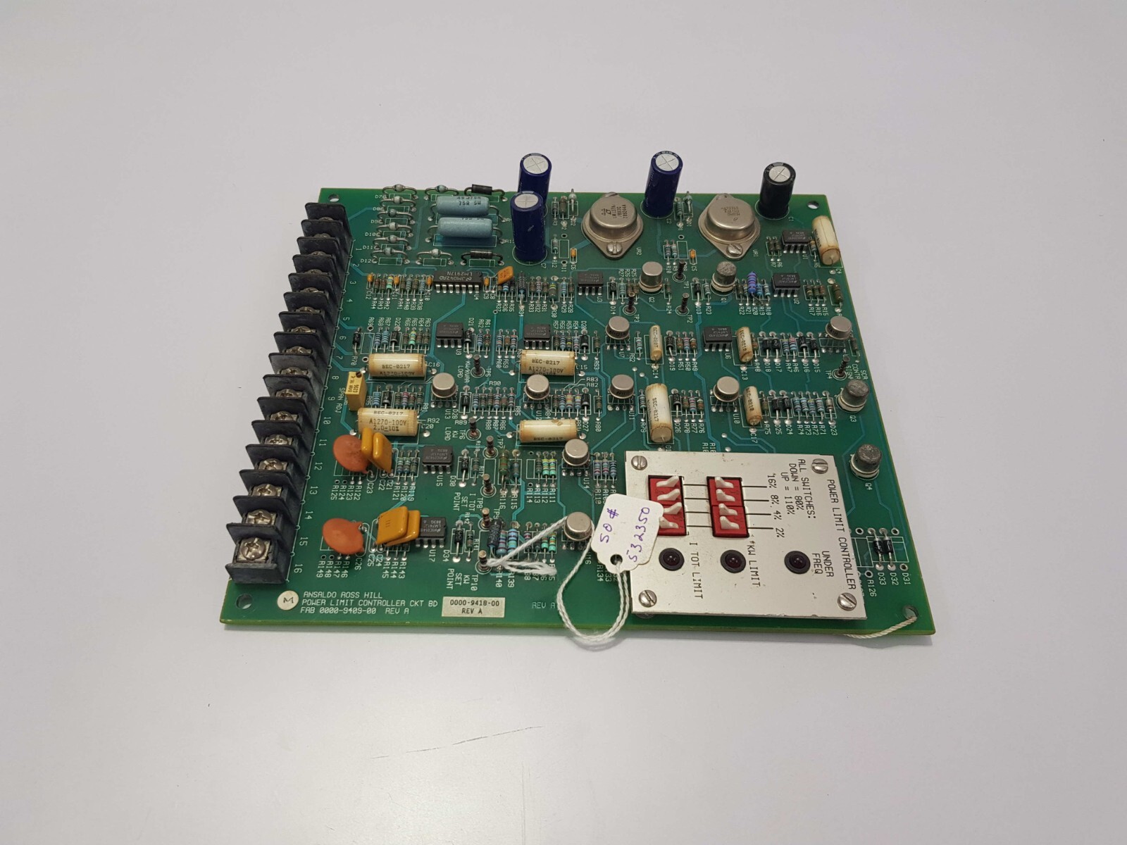 ANSALDO ROSS HILL 0000-9418-00 POWER LIMIT CONTROLLER CIRCUIT BOARD REV A