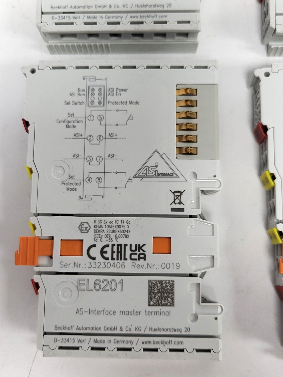 Lot of 4 Beckhoff EL2008 AS-Interface Master Terminal EtherCAT, 1-Channel