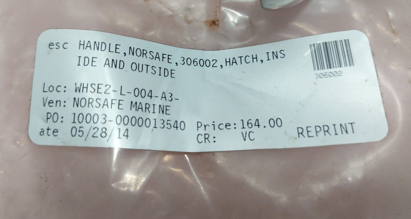 Norsafe 306002 Handle, Hatch INSIDE and OUTSIDE