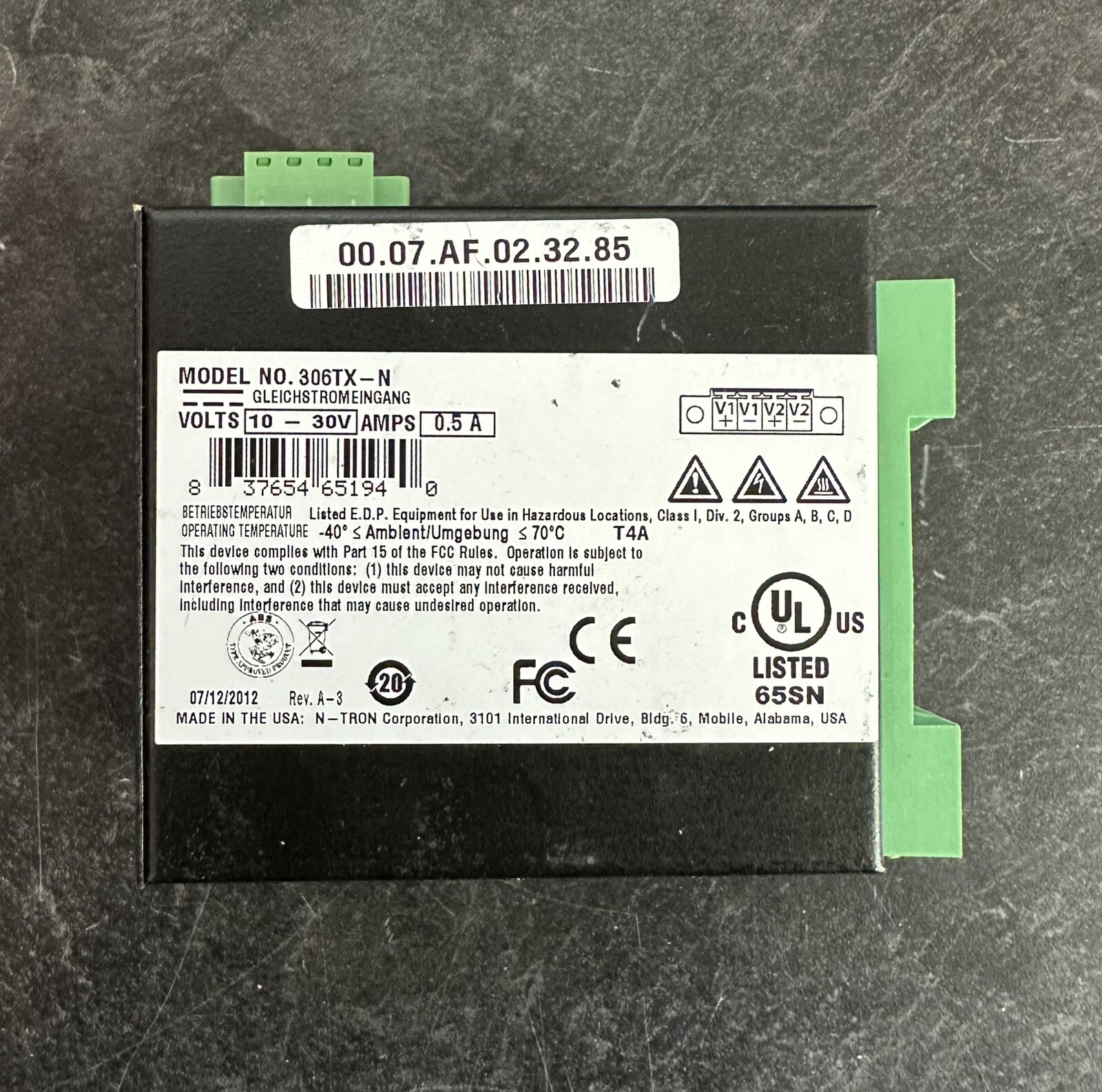 N-TRON 306TX 6-Port Industrial Ethernet Switch 10-30V 0.5A 1.6GB/s NTRON