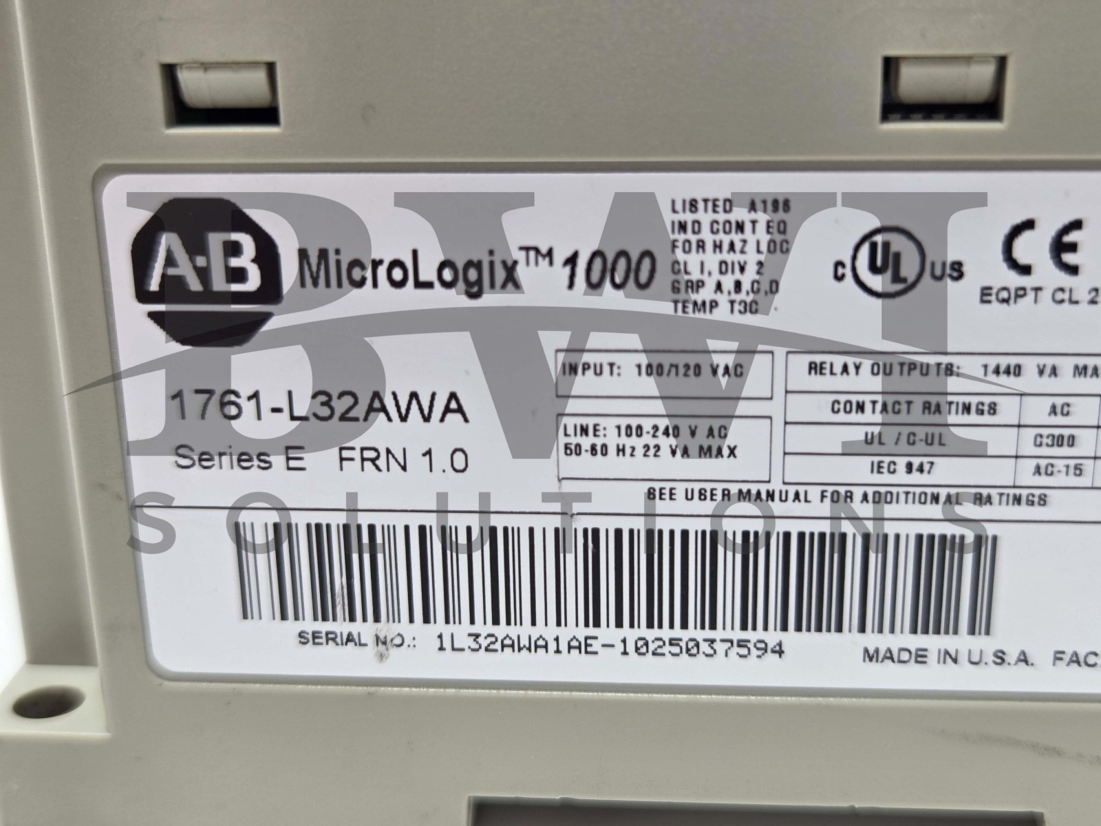 Allen Bradley 1761-L32AWA /E MicroLogix 1000 32-PT Controller Module 1761L32AWA