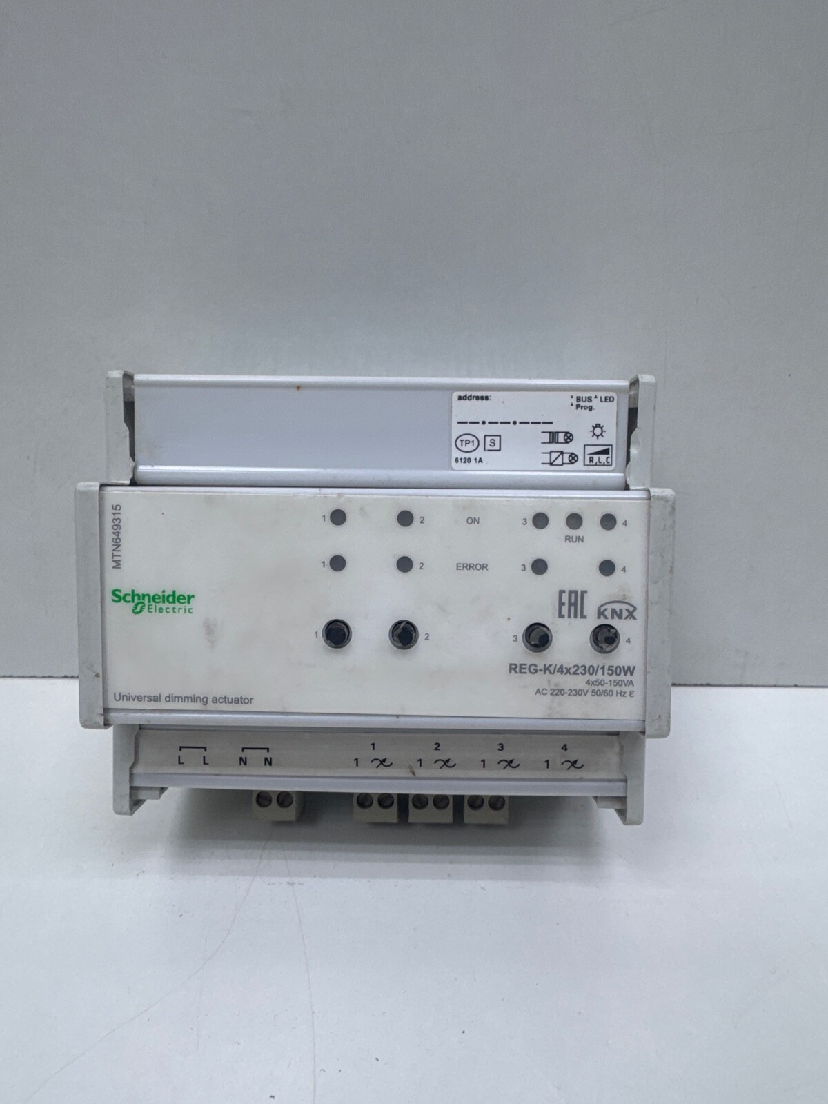 SCHNEIDER ELECTRIC MTN649315 REG-K/4X230/150W UNIVERSAL DIMMING ACTUATOR