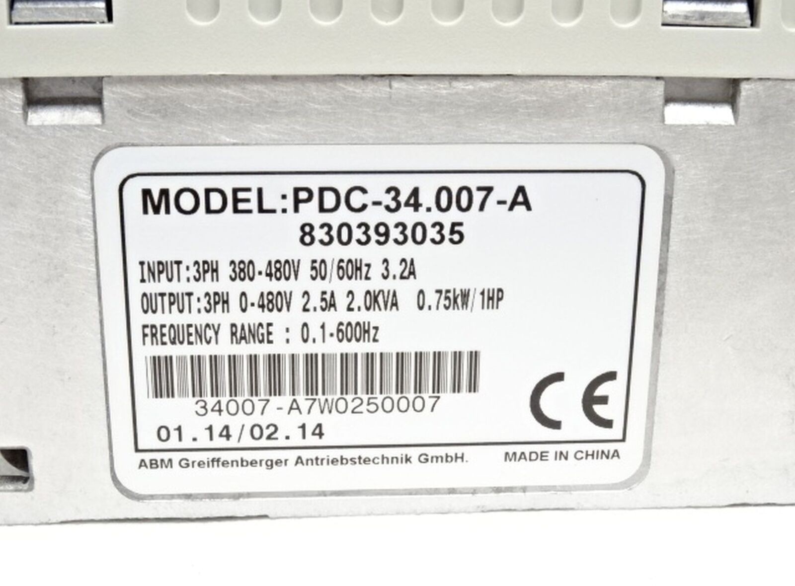 ABM PDC-34.007-A frequency inverter 0.75kW/1HP 380V inverter inverter new original packaging