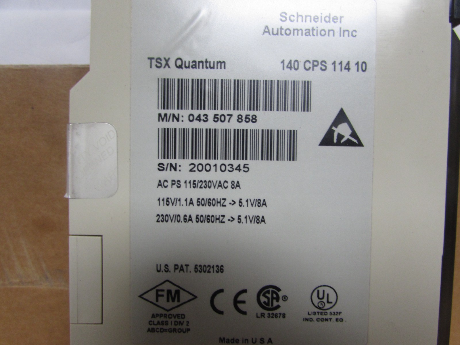 Schneider 140CPS11410 I/O AC POWER SUPPLY MODULE ( USED TAKEOUT!!! ) MAKE OFFER