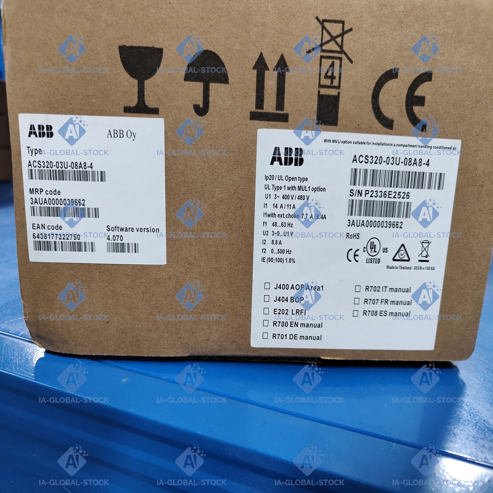 One unit Brand NEW ABB For ACS320-03U-08A8-4 Warranty Included