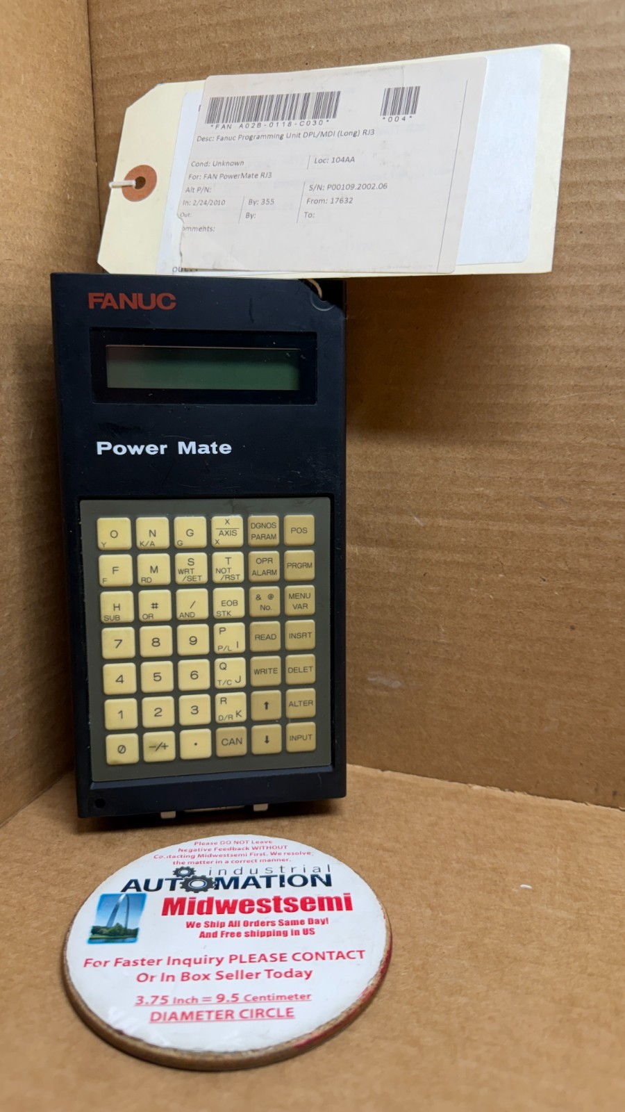 FANUC A02B-0118-C030 POWER MATE RJ3 PROGRAMMING UNIT DPL/MDI LONG S/N: P00109