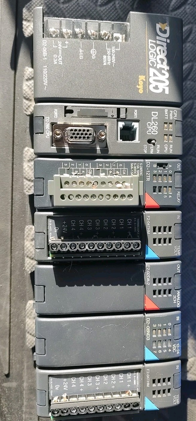 Direct Logic 205 Koyo DL260CPU, D2-12TR, F2-04THM, F2-02DA2, D2-08ND3, F2-04THM