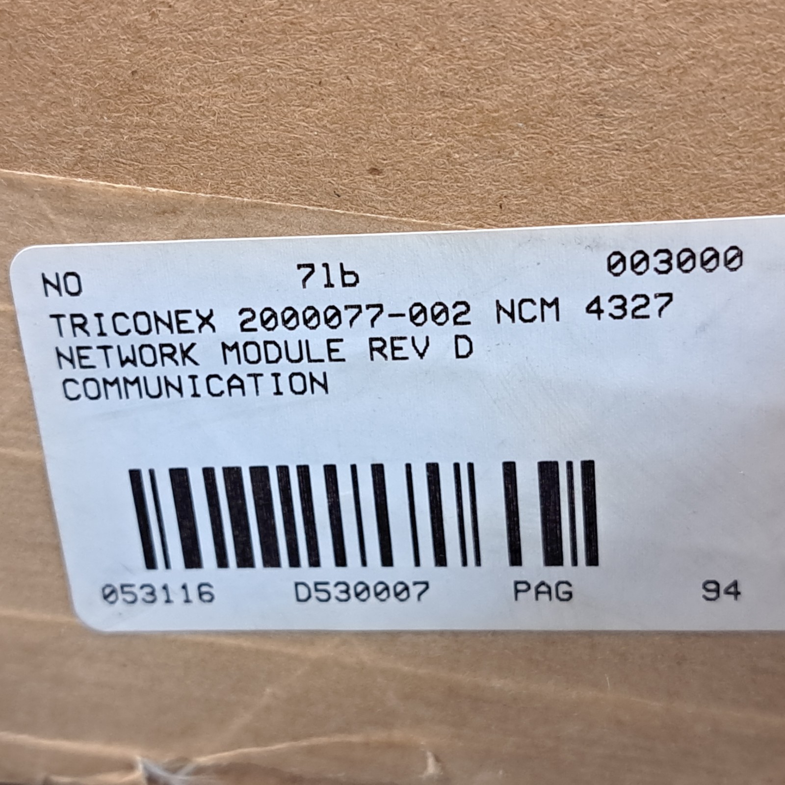 Triconex NCM 4327 Network Module 2000077-002