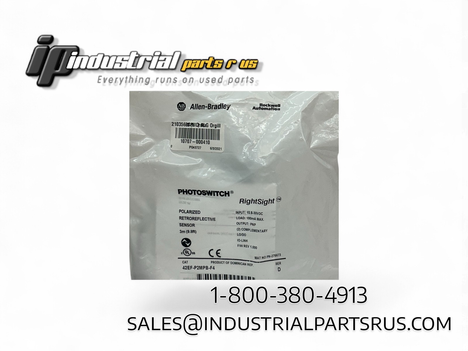Allen Bradley 42EF-P2MPB-F4 PhotoSwitch Polarized Retroreflective Sensor New