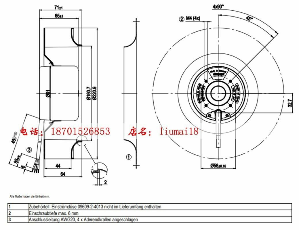 For R1G220-AB73-99 R1G220AB7399 Cooling Fan 48V 2.4A 83W New