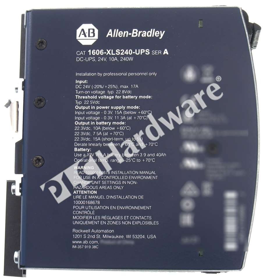 Open Pre-owned Allen Bradley 1606-XLS240-UPS /A 240W 15A 24VDC UPS Power Supply
