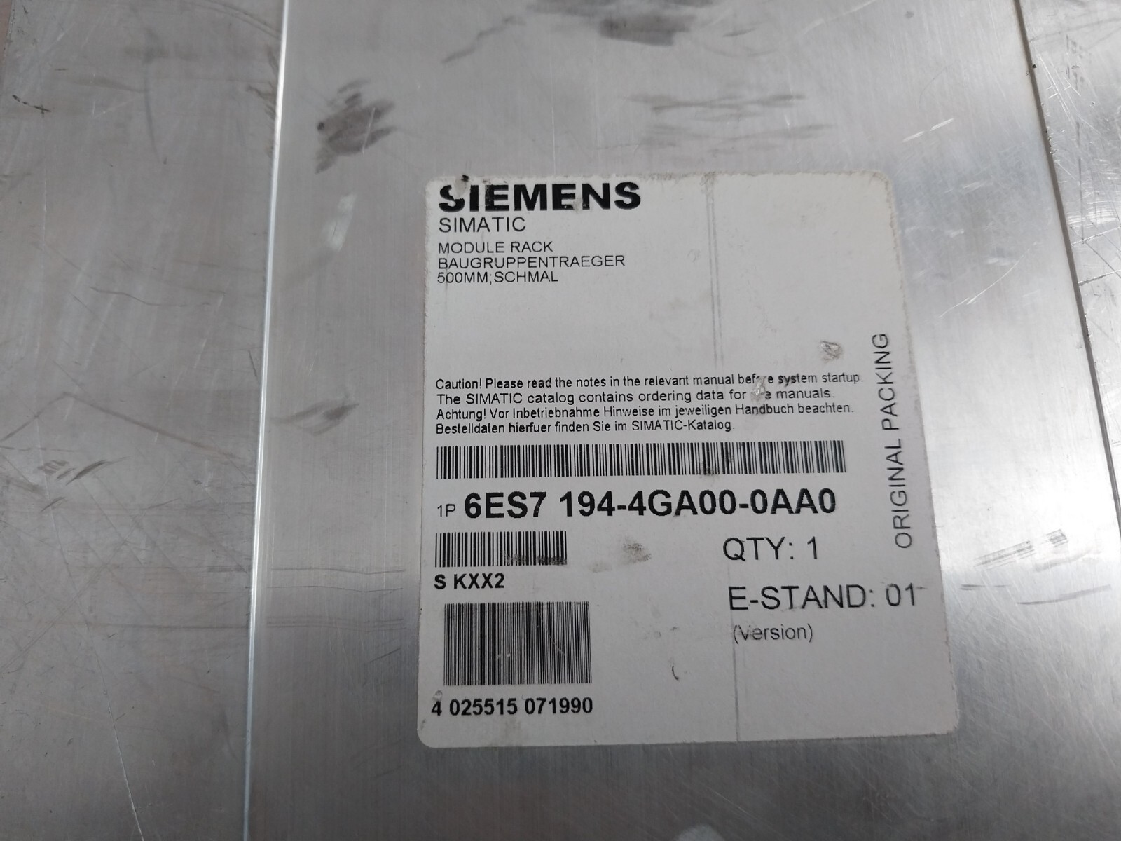 SIEMENS 6ES7 194-4GA00-0AA0 Simatic ET 200PRO Mounting Carrier Rack Module 500mm