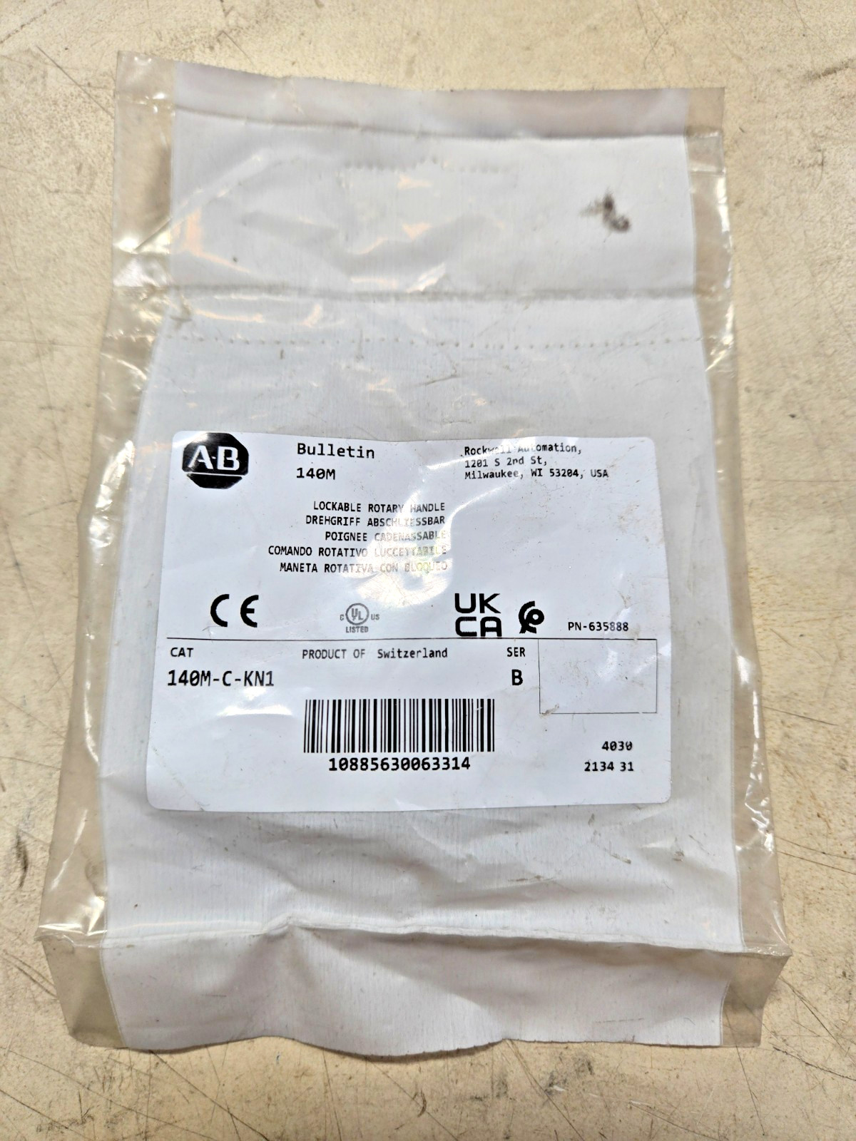 ALLEN-BRADLEY Lockable Twist Knob, 140M-C-KN1, P/N: 635888, New Sealed