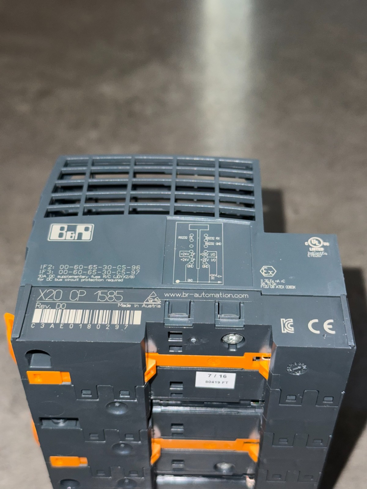 B&R X20CP1585 X20 CPU module (Includes X20DC1396, X20BM11, and 5CFCRD.0512-06)