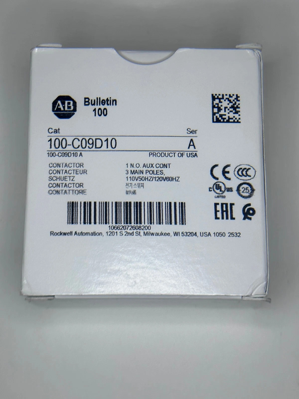 100-C09D10 1PCS New Allen Bradley 100-C09D10 Contactor Relay SERA Fast Delivery