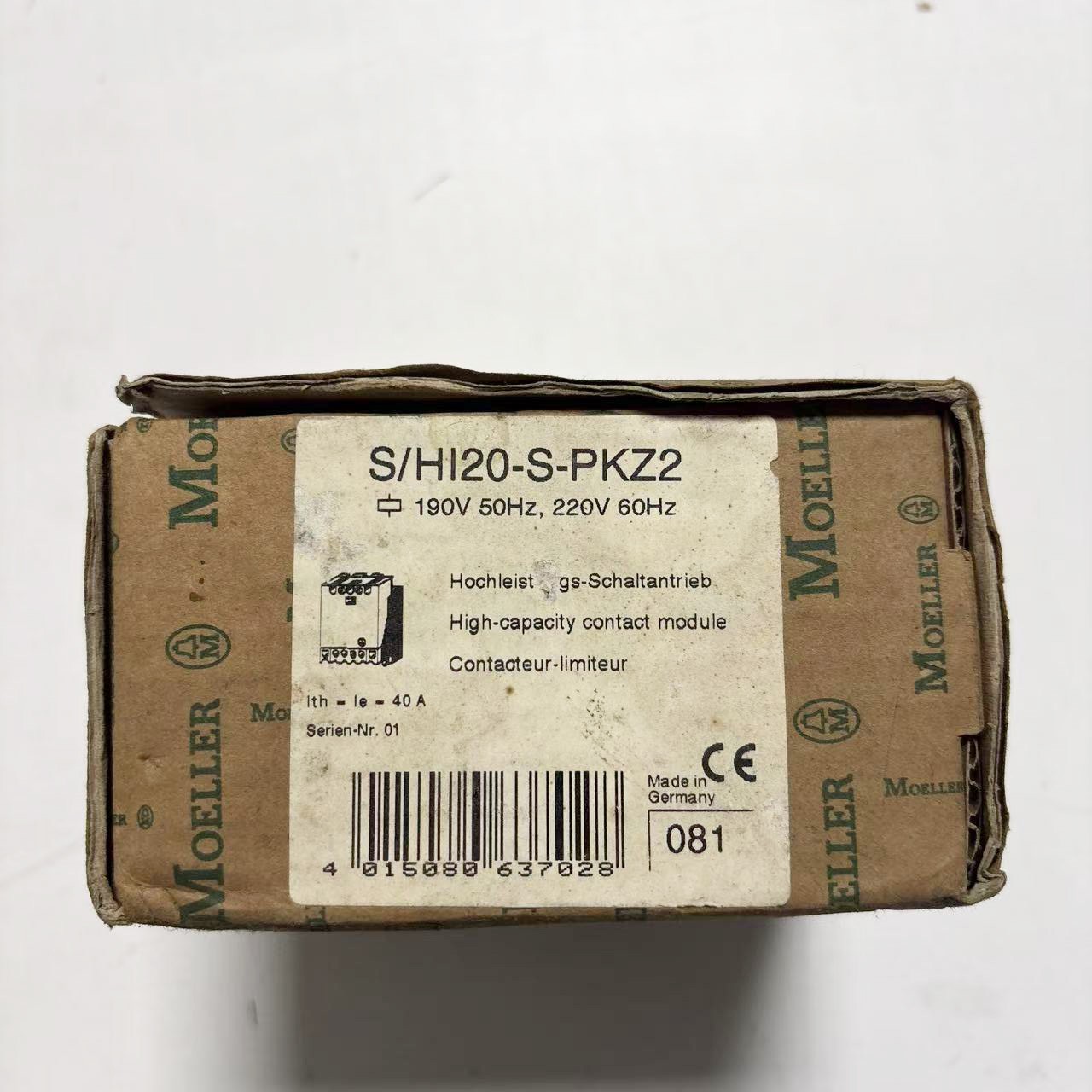 S/HI20-SPKZ2 S-PKZ 2 1PCS USED MOELLER S/HI20-S-PKZ2 CONTACTOR 190V 220V 50-60hz