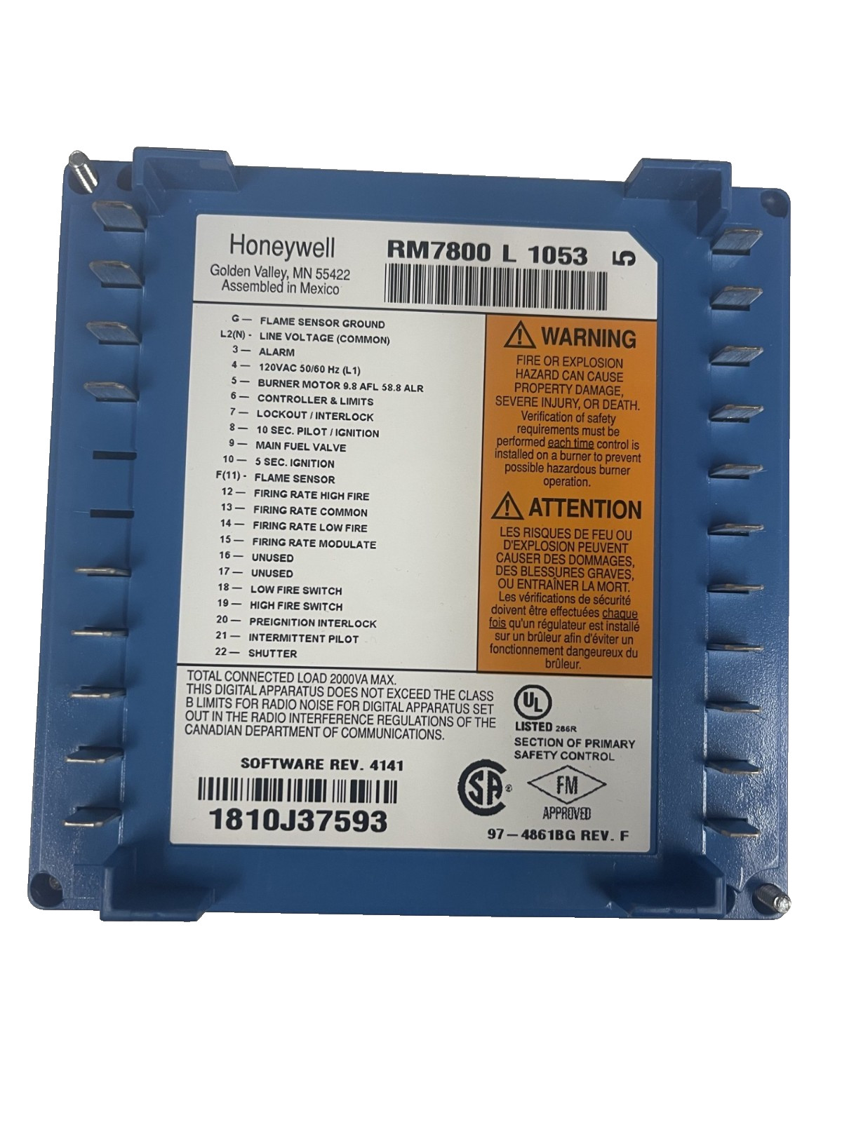 New Honeywell RM7800L1053 Burner Controller Take Off no factory box RM7800L 1053