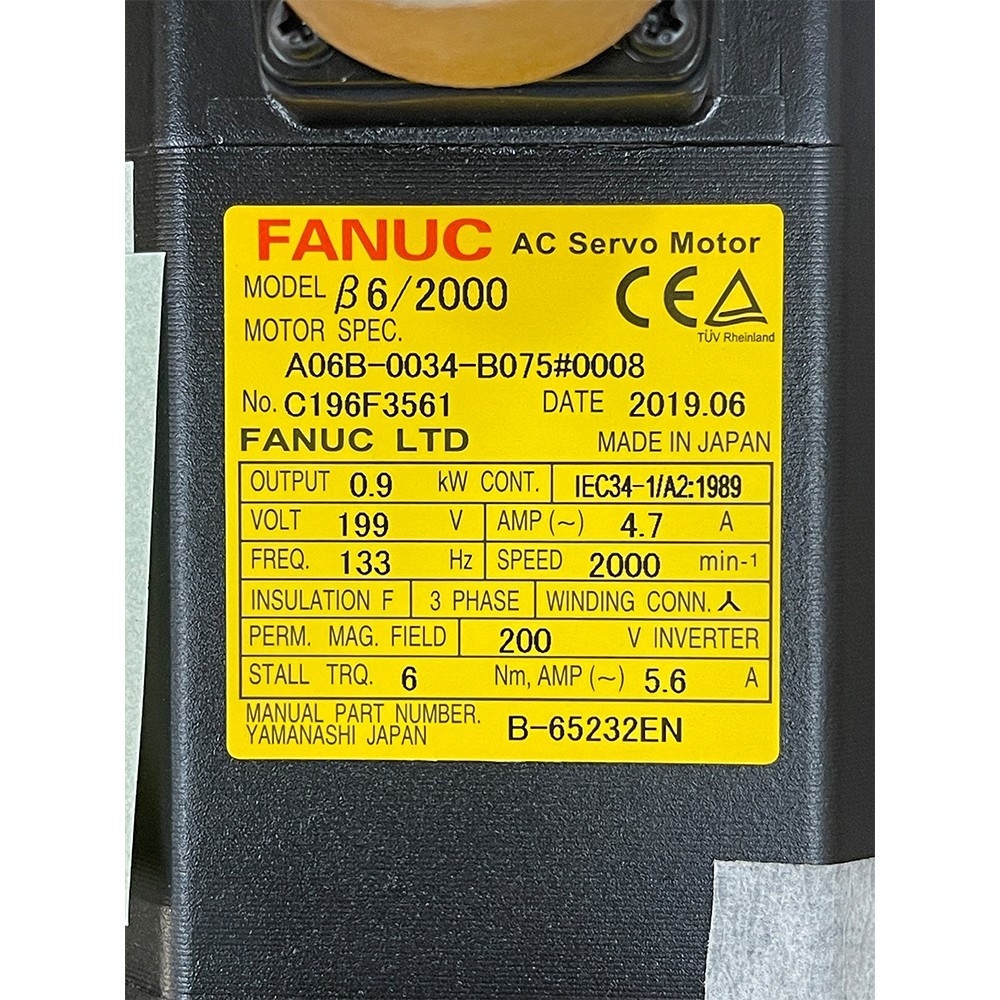 NEW GE FANUC A06B-0034-B075#0008 B6/2000 AC Servo Motor