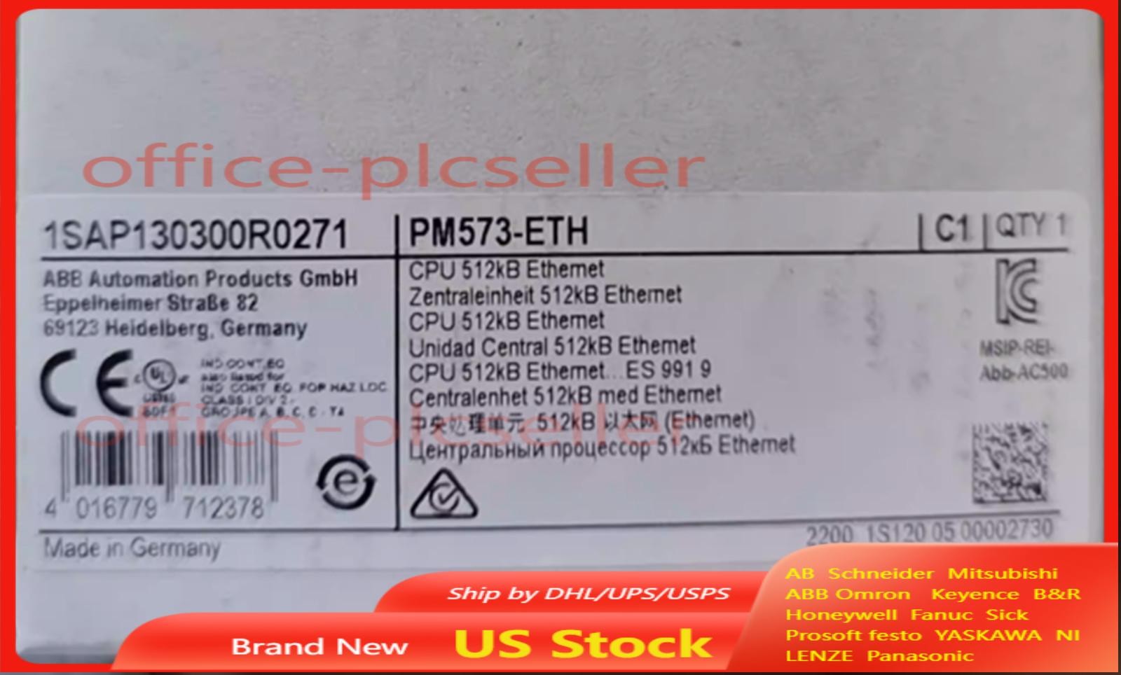 NEW ABB 1SAP130300R0271 CPU 512KB ETHERNET PM573-ETH US Free TAX