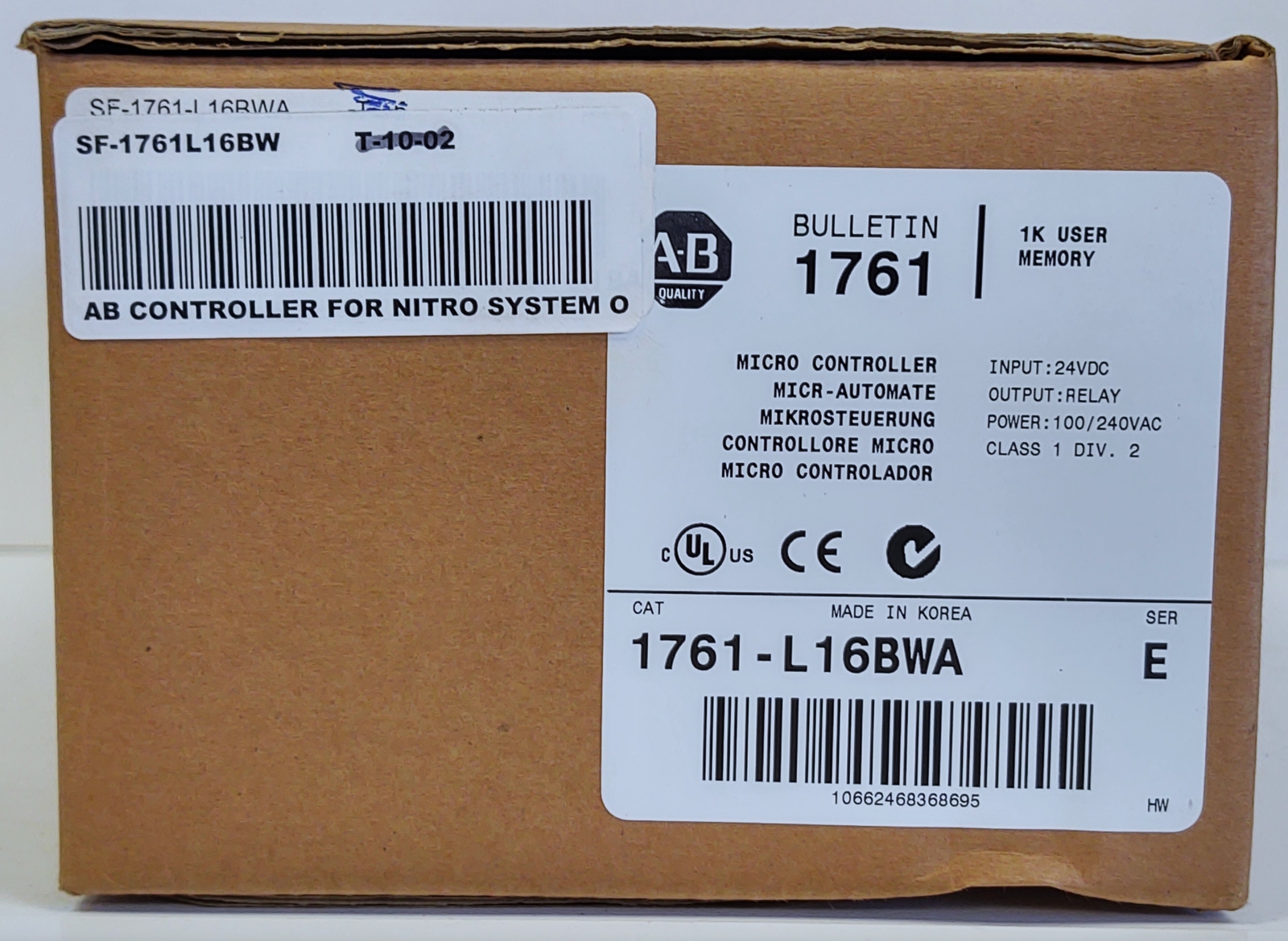Allen-Bradley 1761-L16BWA MicroLogix 1000 Micro Controller