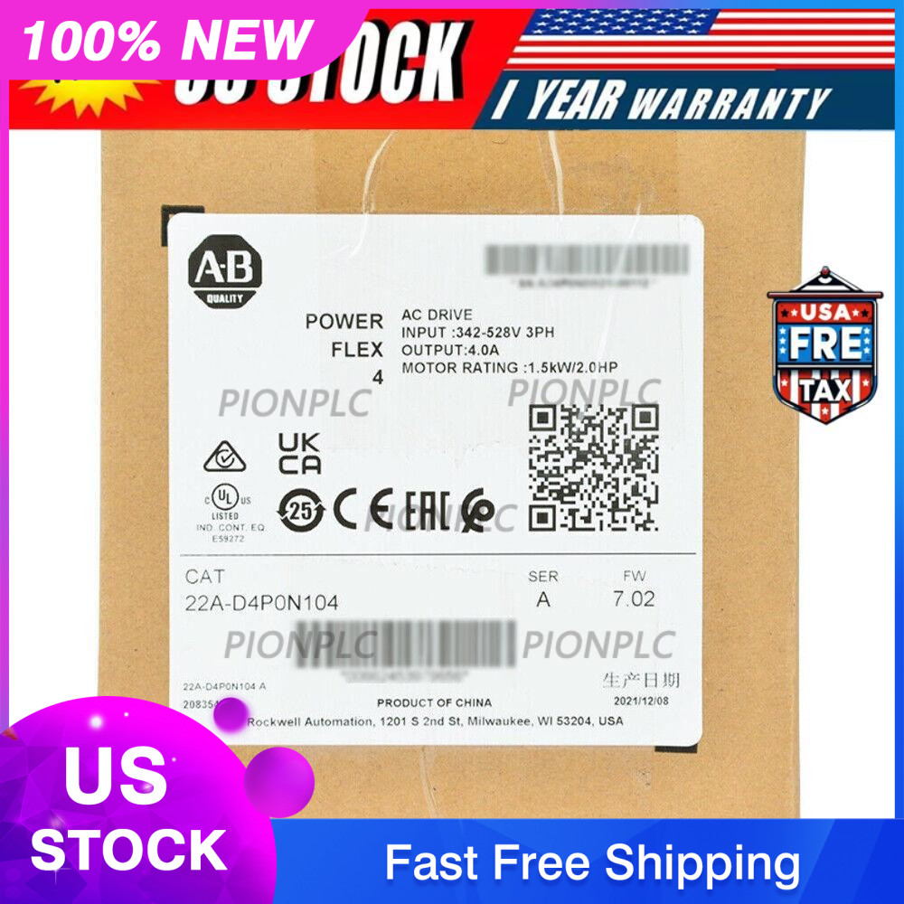 New 2022 AB 22A-D4P0N104 PowerFlex 4 1.5 kW 2 HP AC Drive 22AD4P0N104