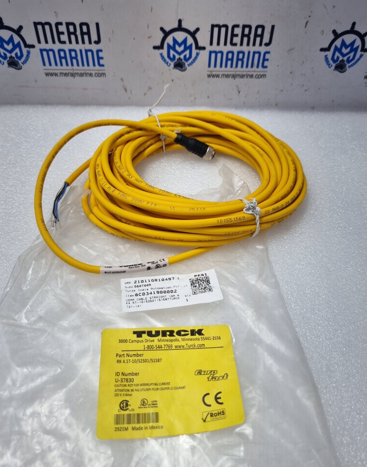Turck RK 4.5T-10/S2501/S1587 Comm. Cable Straight U-37830