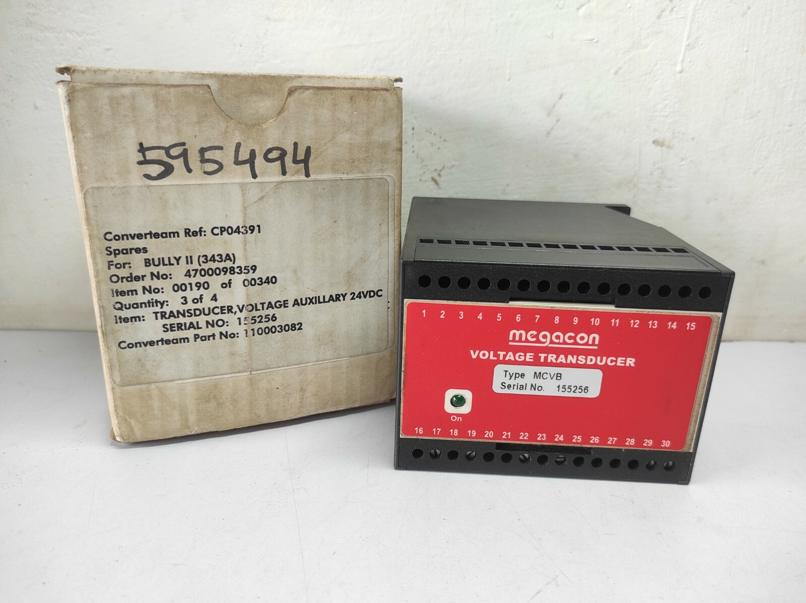 Megacon MCVB Voltage Transducer Aux Volts 24V DC Range 0-132V Input 0-132V