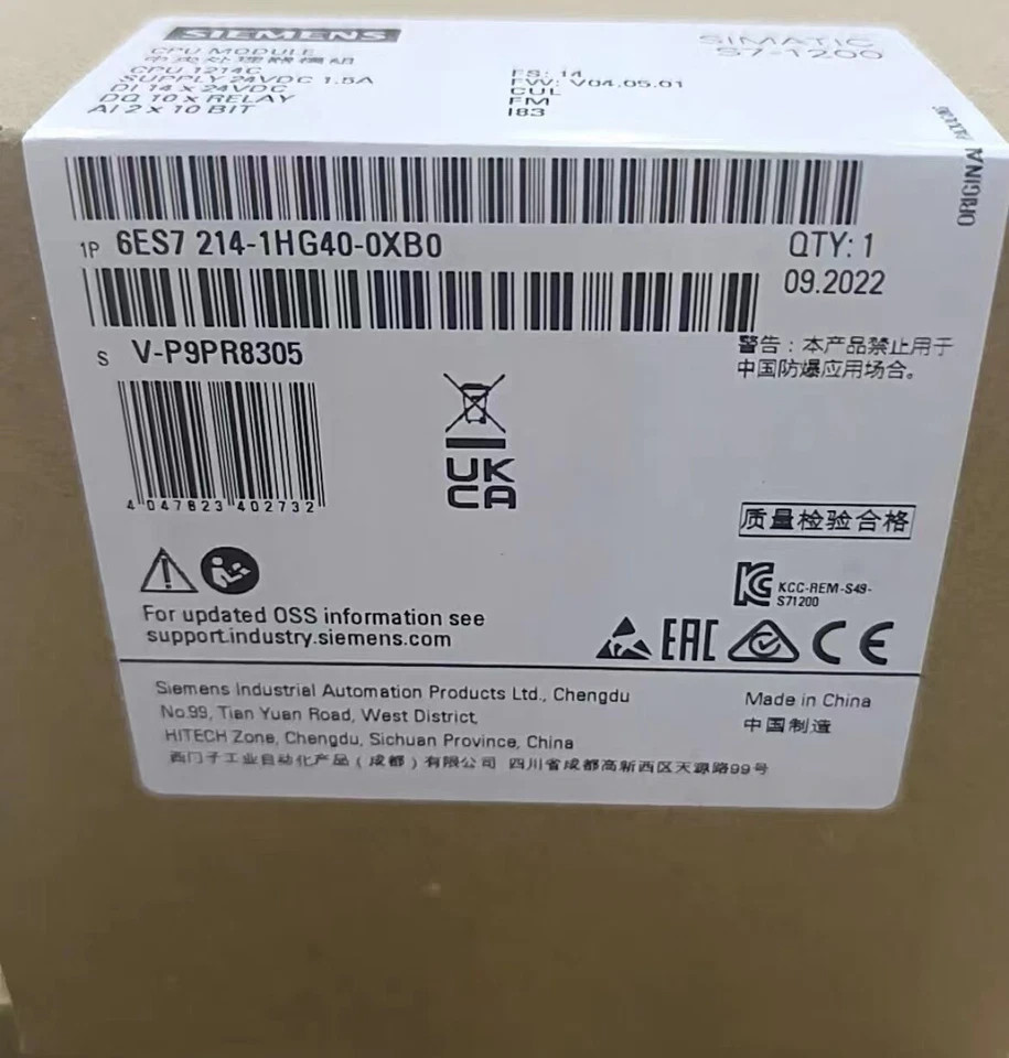 New Siemens 6ES7214-1HG40-0XB0 SIMATIC S7-1200 CPU 1214C 6ES7 214-1HG40-0XB0