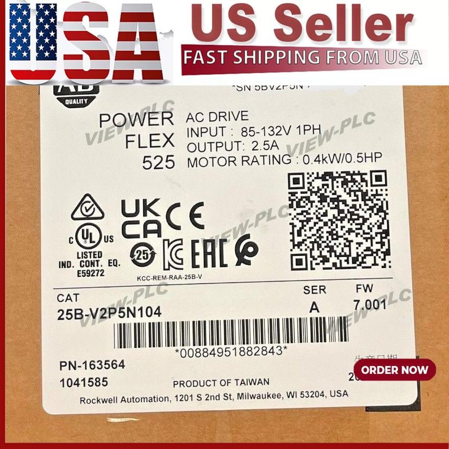 NEW AB 25B-V2P5N104 PowerFlex 525 0.4kW 0.5HP AC Drive 25BV2P5N104 US Free Tax