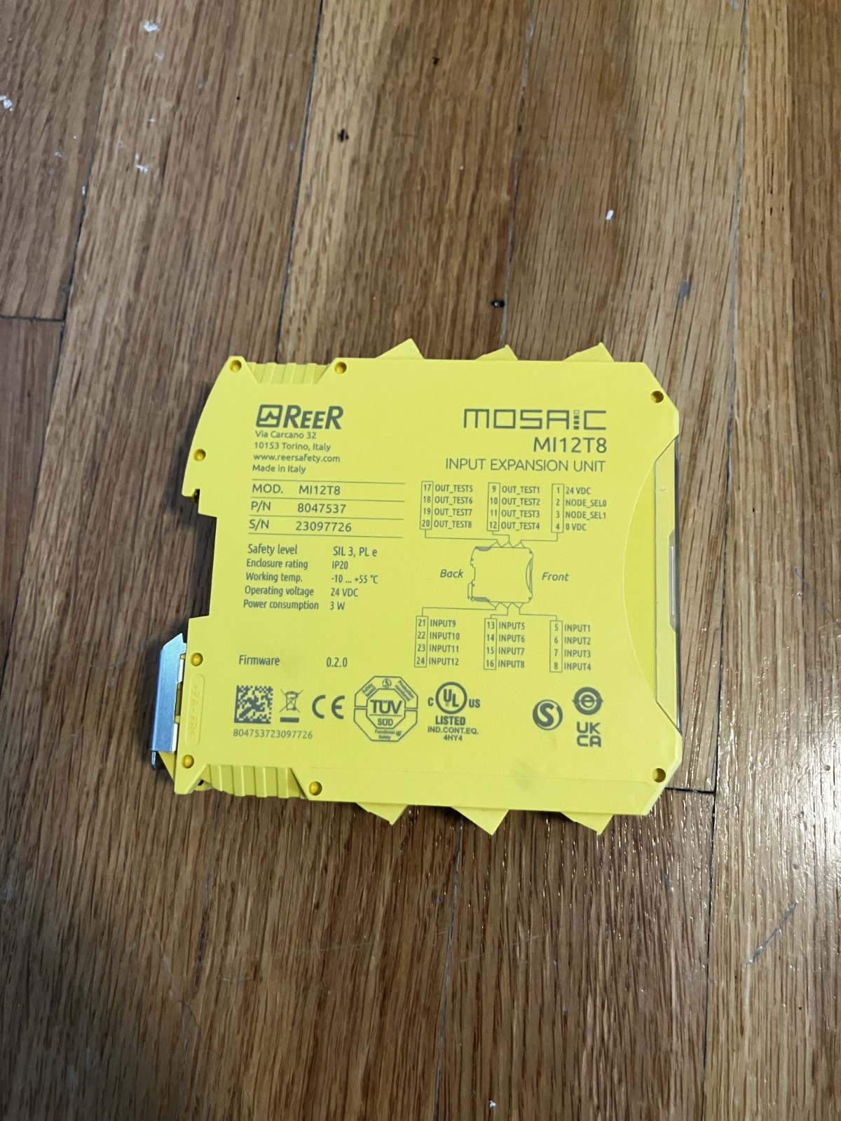 REER MOSAIC MI12T8, Digital Inputs Expansion Unit. 12 Inputs. 8 Test Outputs