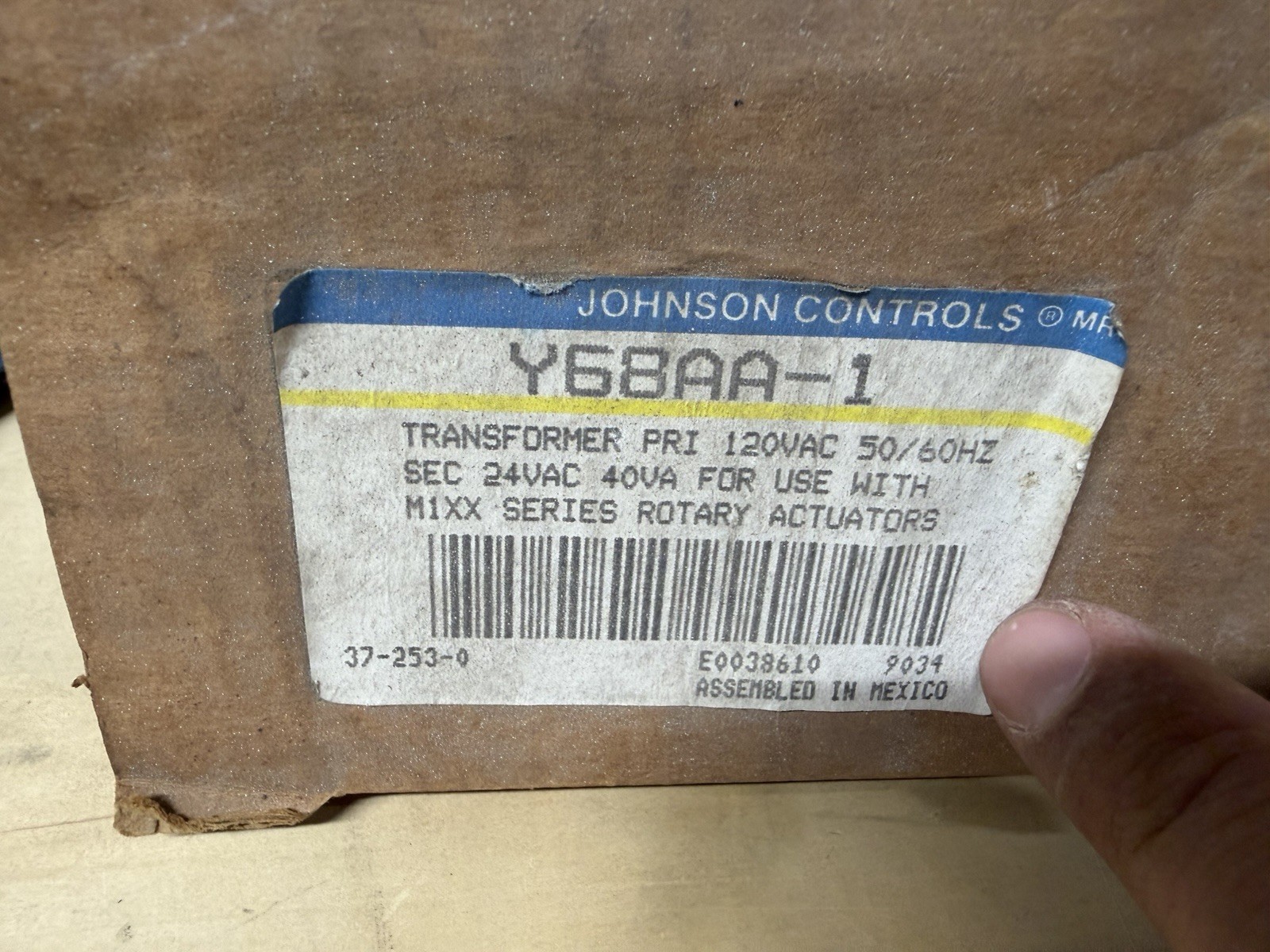 JOHNSON CONTROLS Y68AA-1 TRANSFORMER 40VA 120V-AC 24V-AC FREE SAME DAY SHIPPING