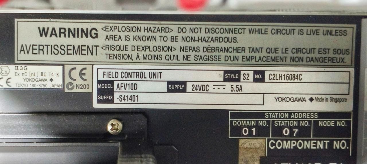 YOKOGAWA AFV10D FIELD CONTROL UNIT WITH PW484,CP451,EC401,ADV551,ADV151 MODULES