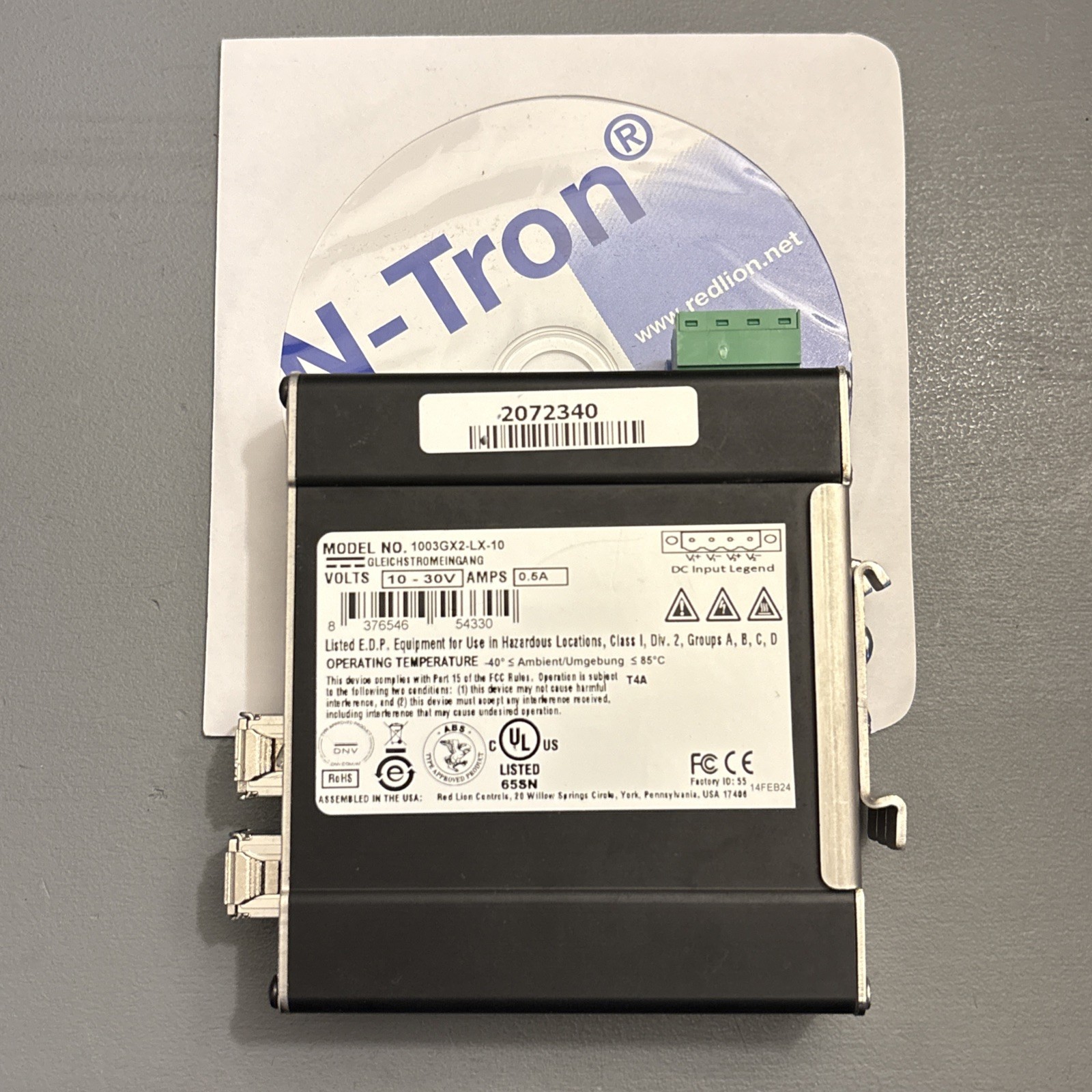 RED LION CONTROLS N-Tron 1003GX2 3 Port Gigabit Ethernet Switch 1003GX2-LX-10