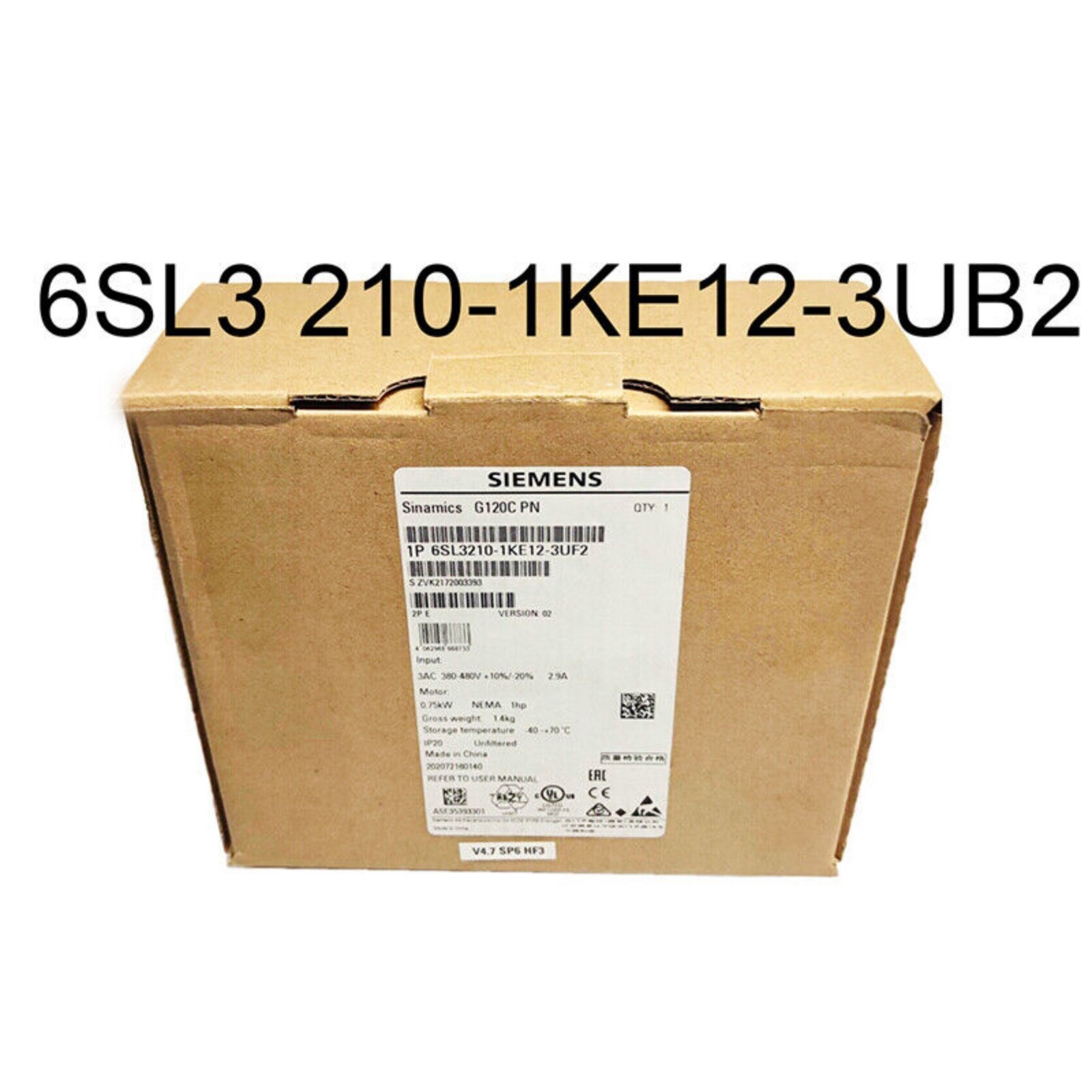 New Siemens G120C RATED POWER 0,75KW 6SL3210-1KE12-3UB2 6SL3 210-1KE12-3UB2