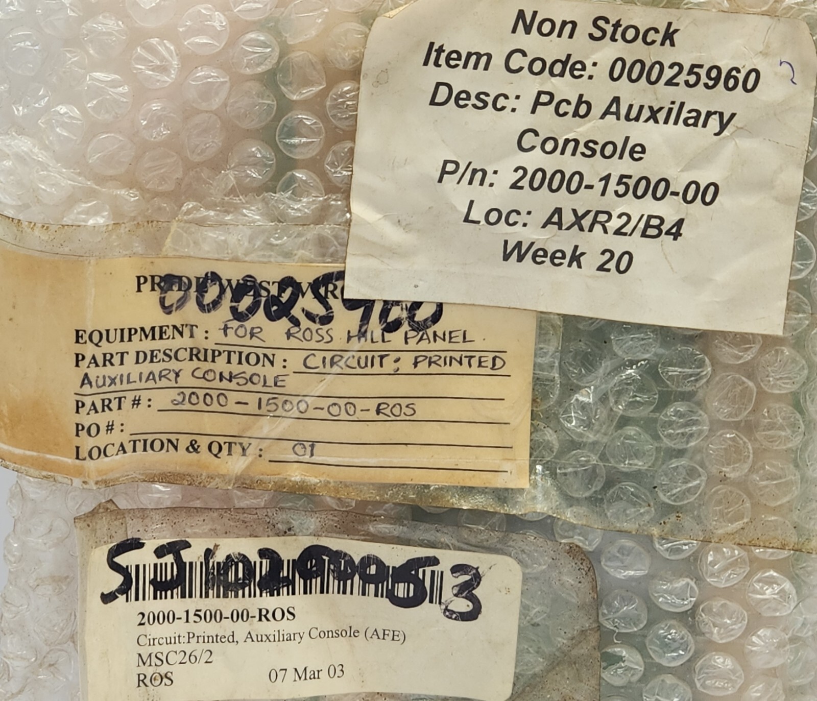 ROSS HILL CONTROLS 2000-1500-00 AUXILIARY CONSOLE PCB CARD