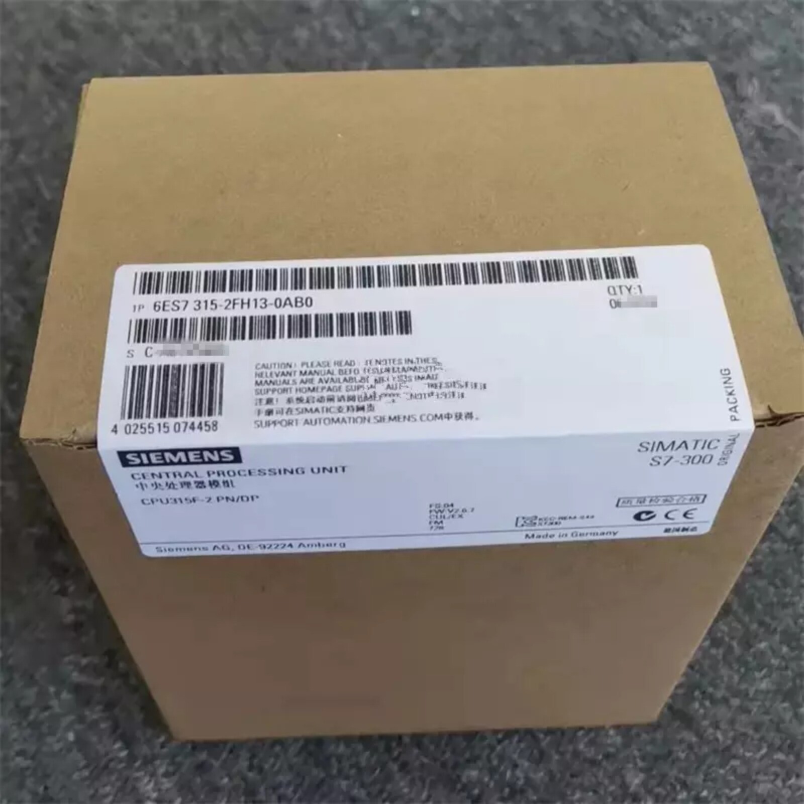 New Siemens Central processing unit 6ES7315-2FH13-0AB0 6ES73152FH130AB0