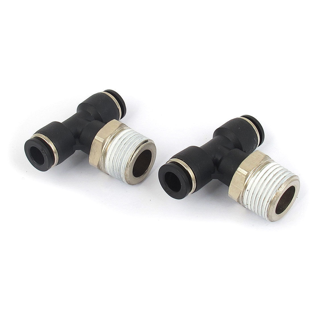 2 Pcs 1/4″ Tube 3/8BSP Male Thread 3 Ways Quick Coupler Fitting✦Kd