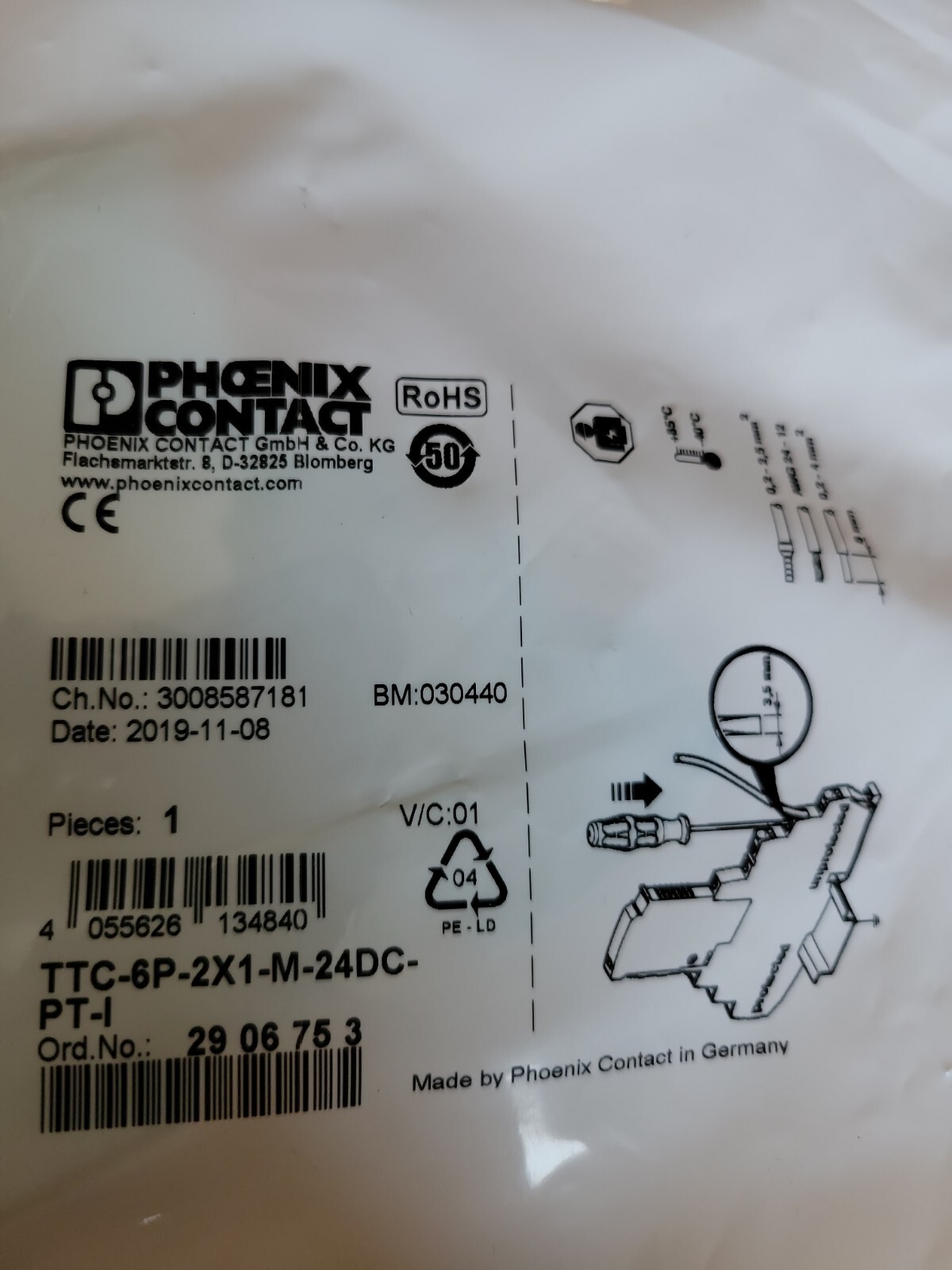 PHOENIX CONTACT TTC-6P-2X1-M-24DC-PT-I / TTC6P2X1M24DCPTI 2906753