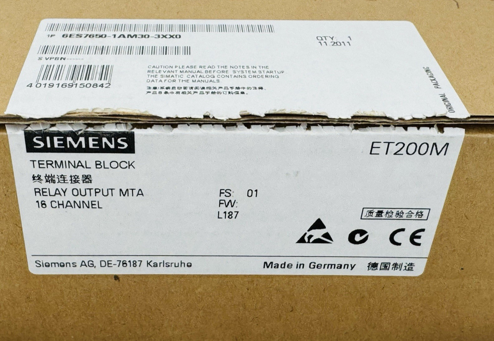 New! SIEMENS 6ES7650-1AM30-3XX0 16CH Terminal Block Relay Output MTA *WARRANTY*