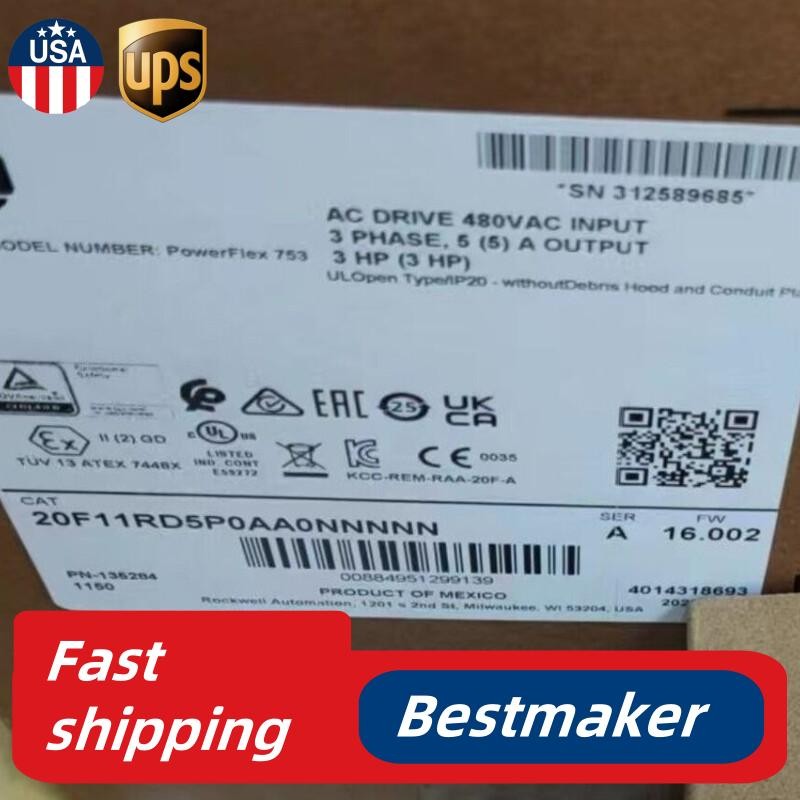 20F11RD5P0AA0NNNNN PowerFlex Air Cooled 753 AC Drive 20F11RD5P0AA0 US Free Tax