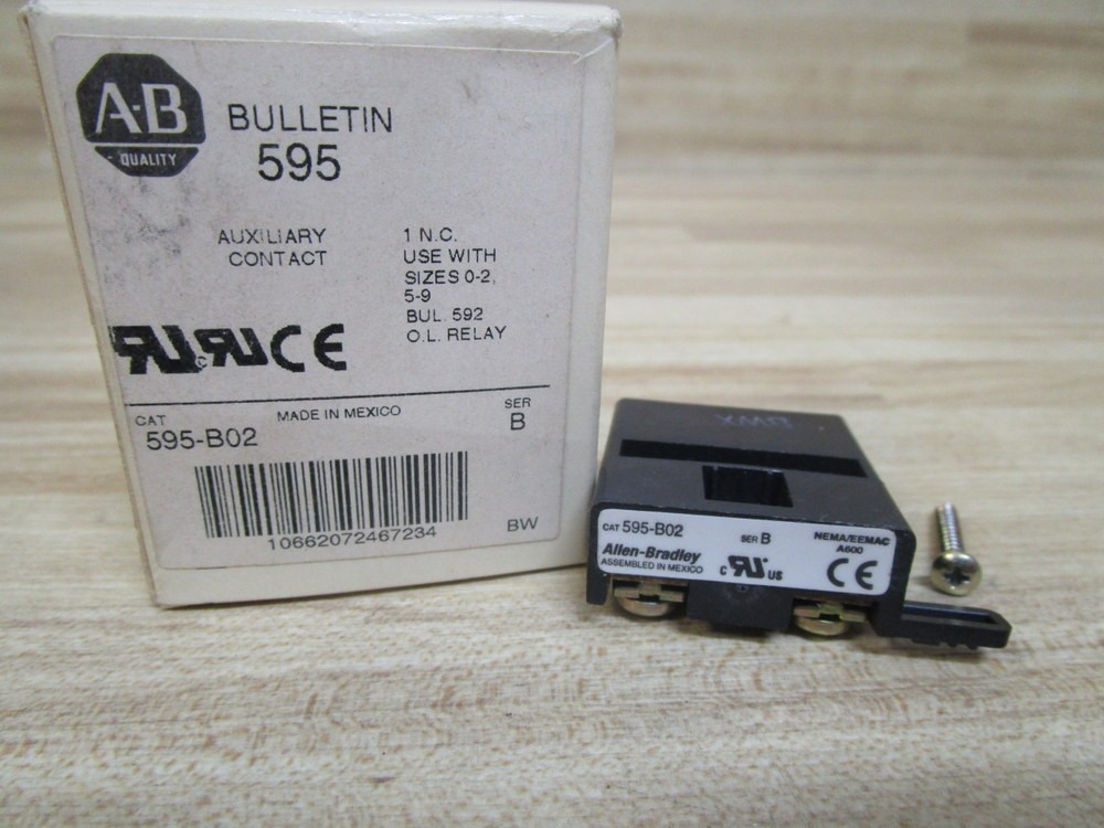 Allen Bradley 595-B02 Auxiliary Contact 595-BO2 (Pack of 3)